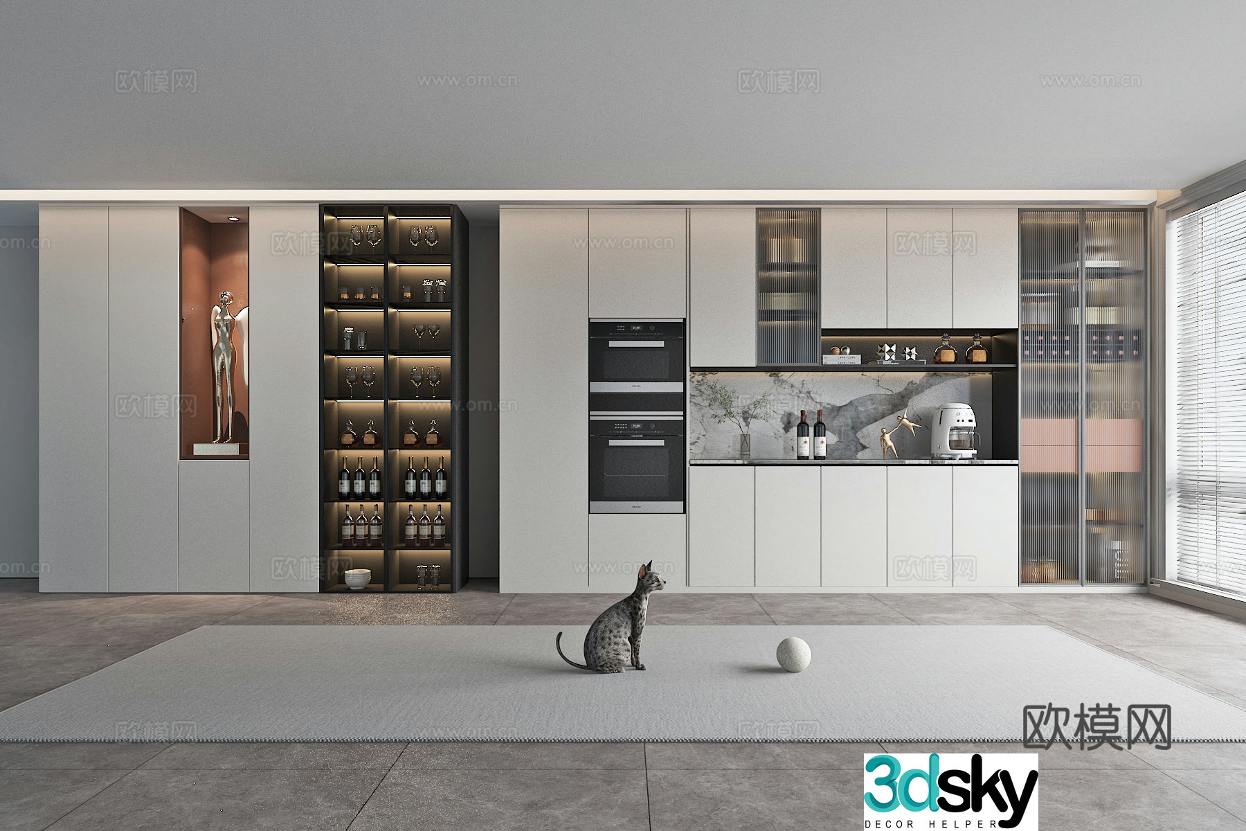 Modern sideboard wine cabinet restaurant cabinet 3d model