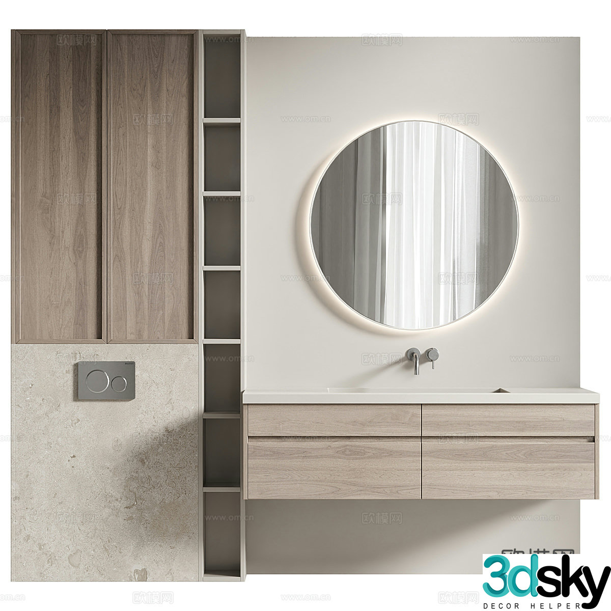 New Chinese style bathroom cabinet 3d model