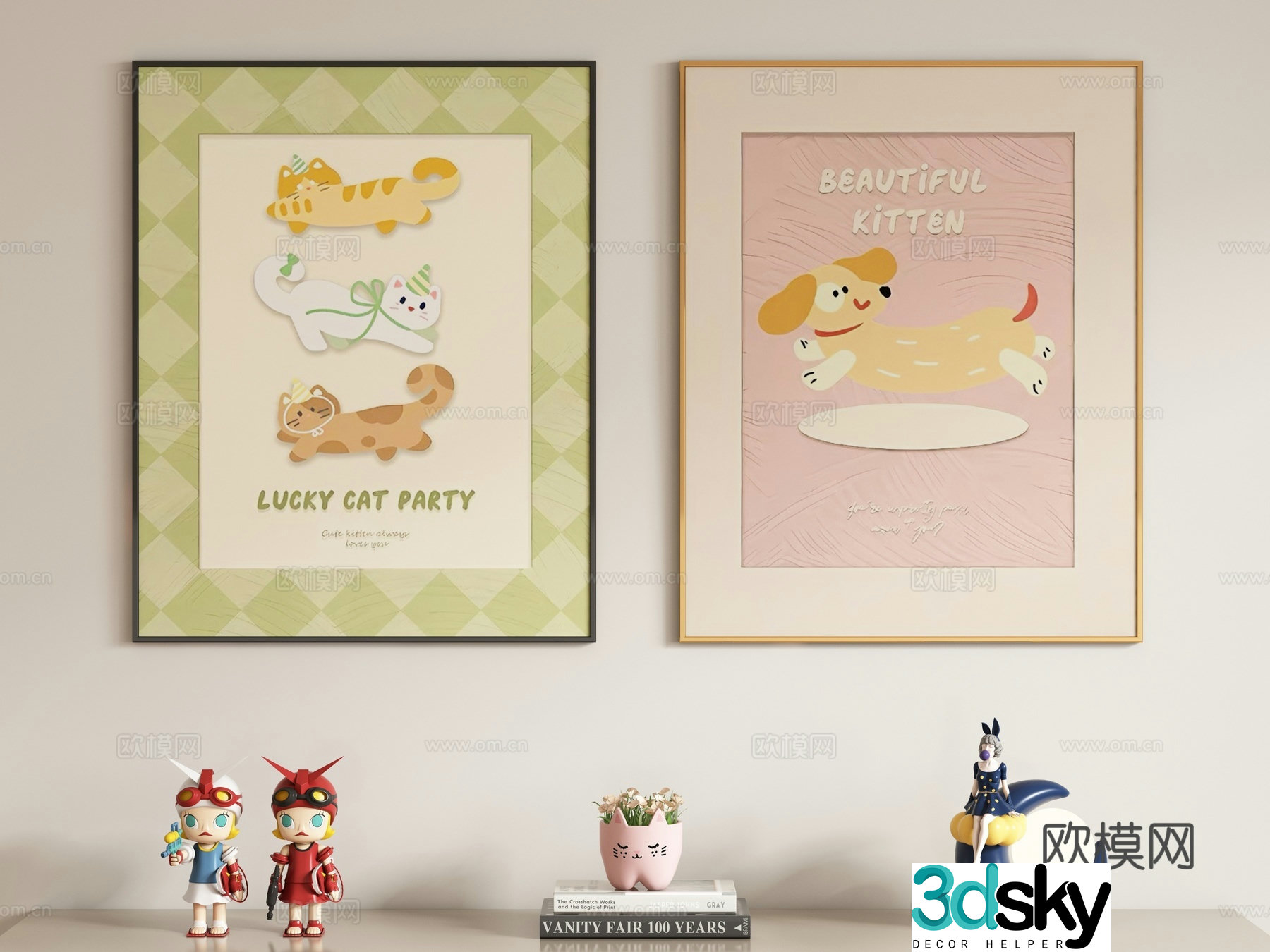 Modern cream style children’s decorative painting hanging painting 3d model