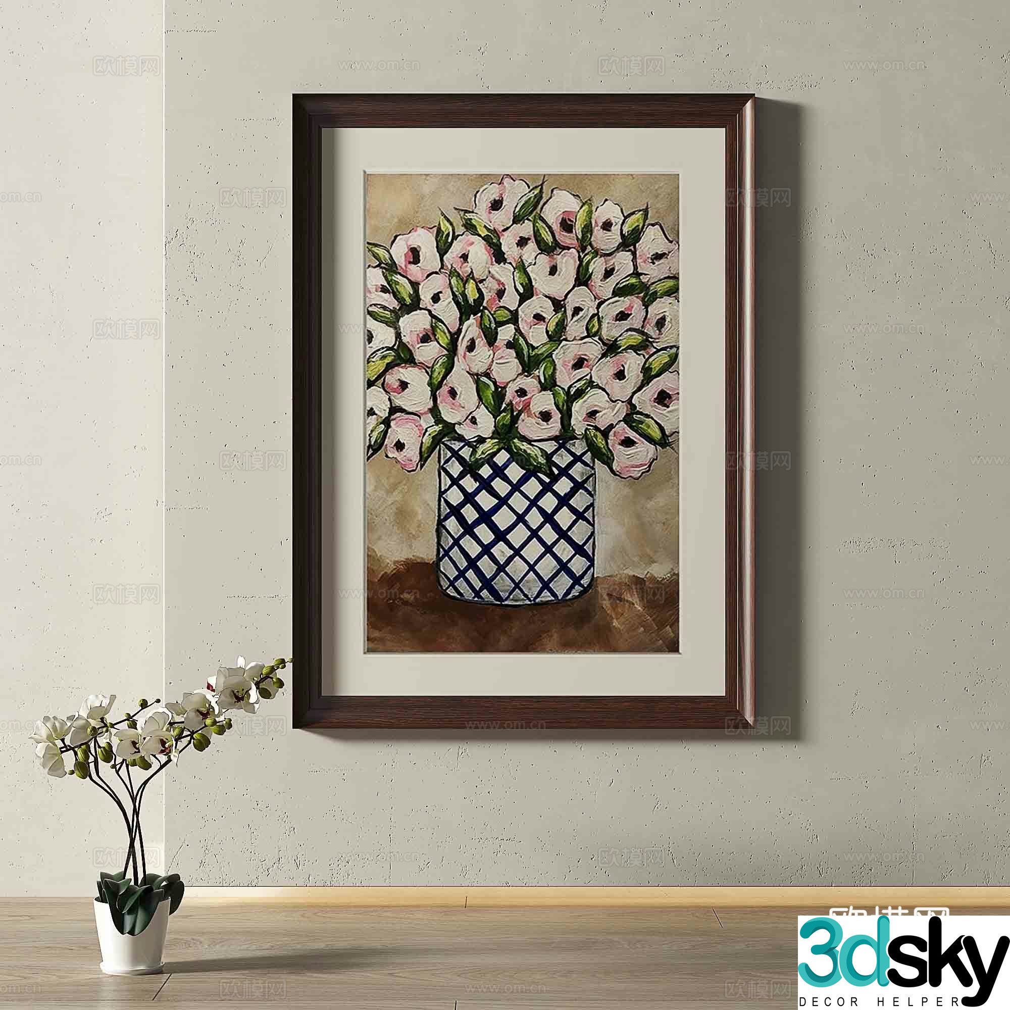 Modern European retro decorative painting 3d model
