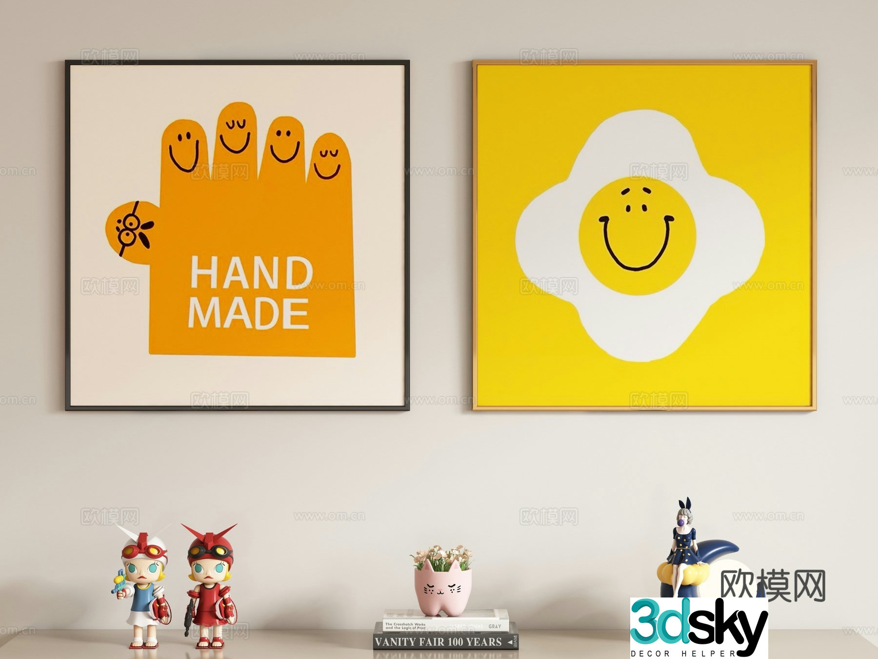 Creamy style children’s decorative painting hanging painting 3d model