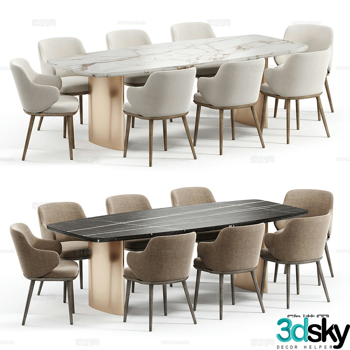 New Chinese-style eight-person dining table and chair 3D model