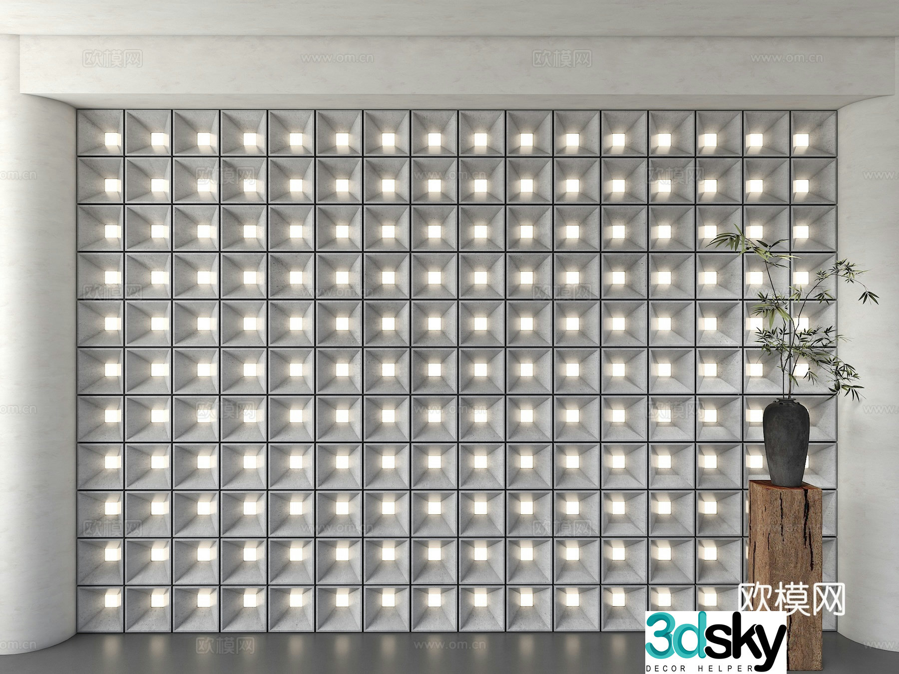 Internet celebrity background wall modern background wall modeling background wall cement brick background wall decorative background wall 3d model