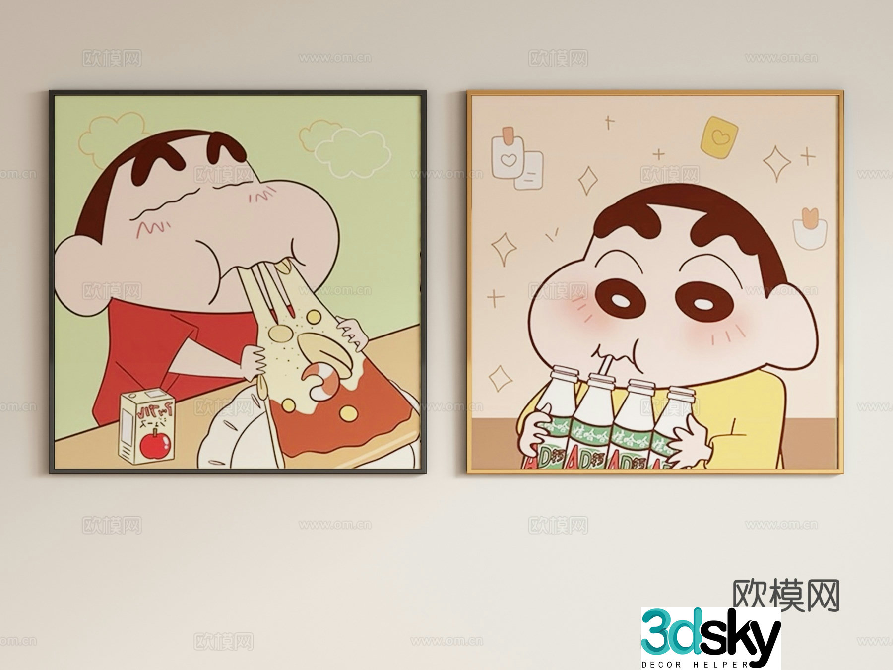 Modern cream style children’s decorative painting hanging painting 3d model