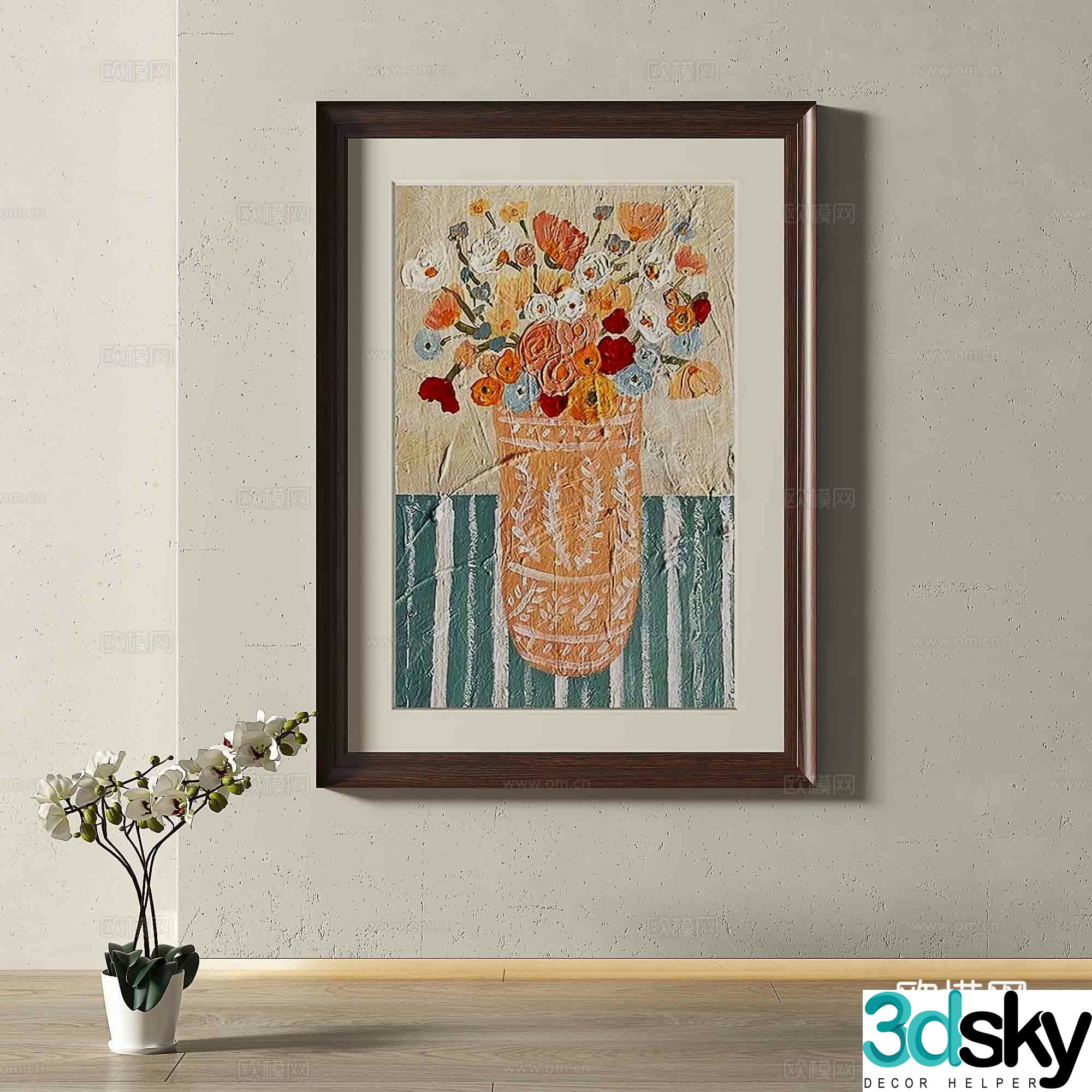 Modern European retro decorative painting 3d model