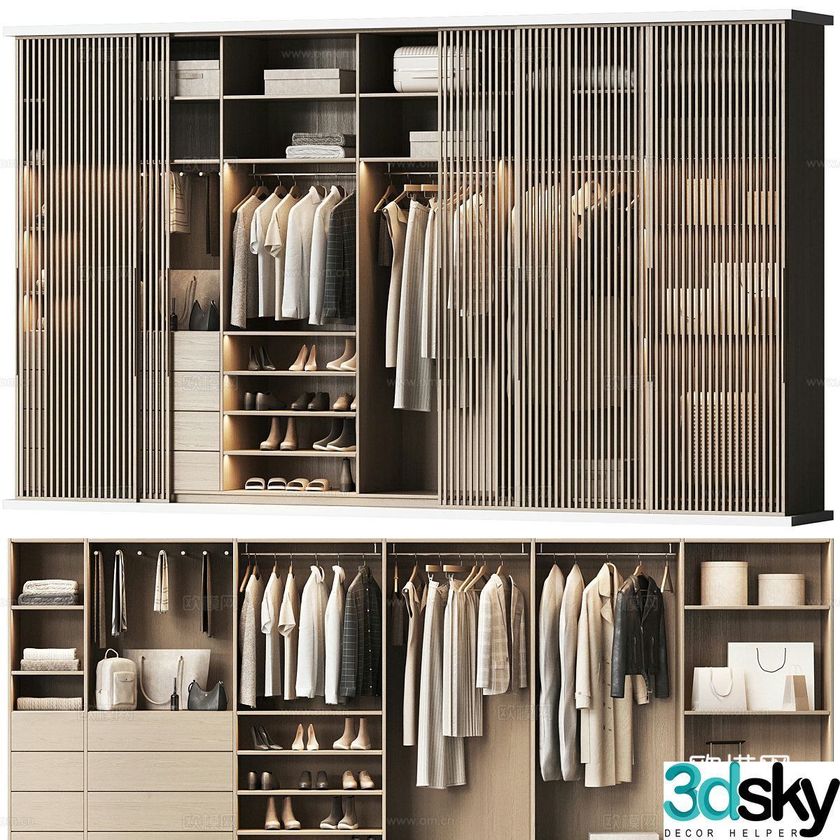 New Chinese open wardrobe 3D model