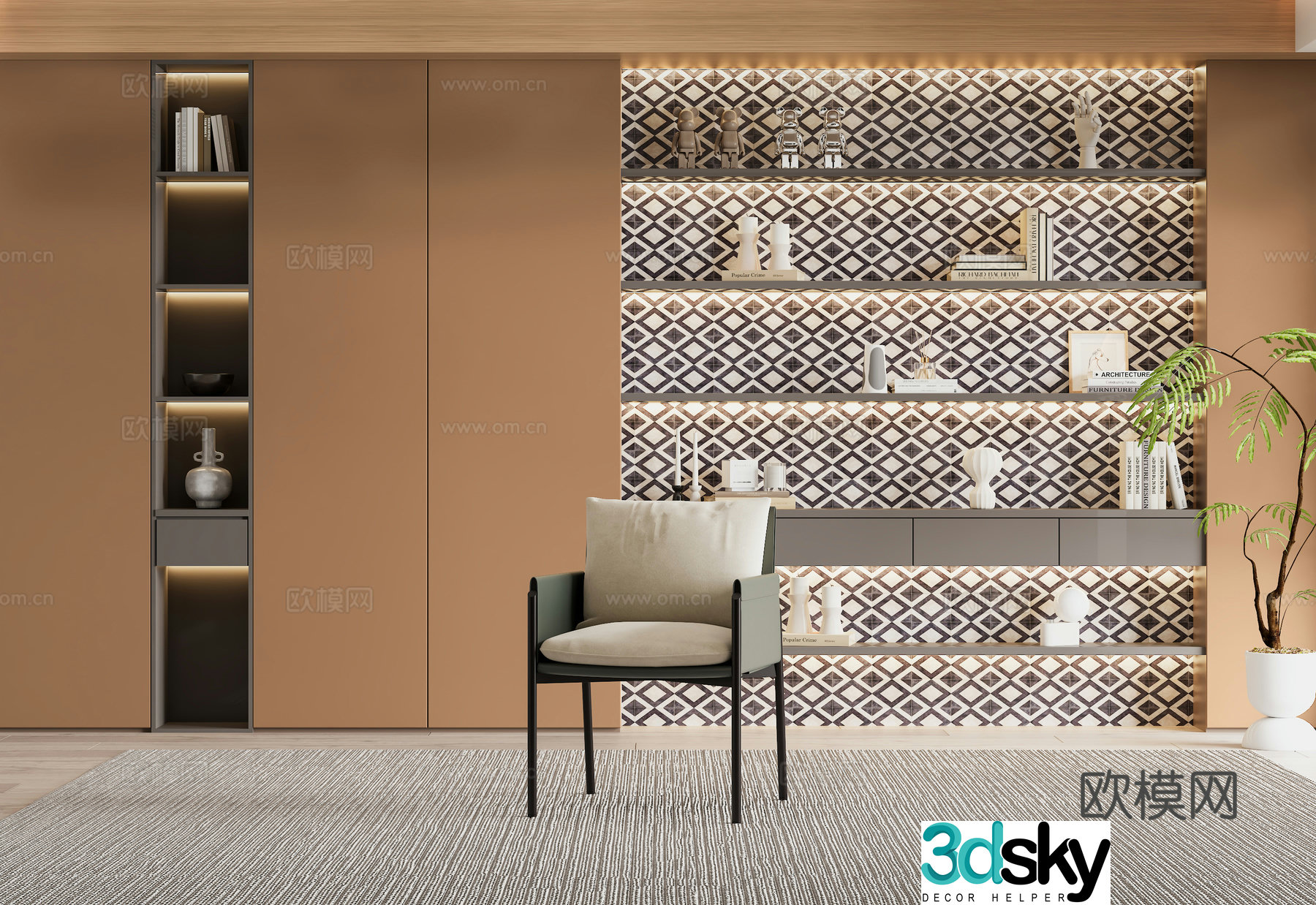 Italian bookcase decorative cabinet 3d model