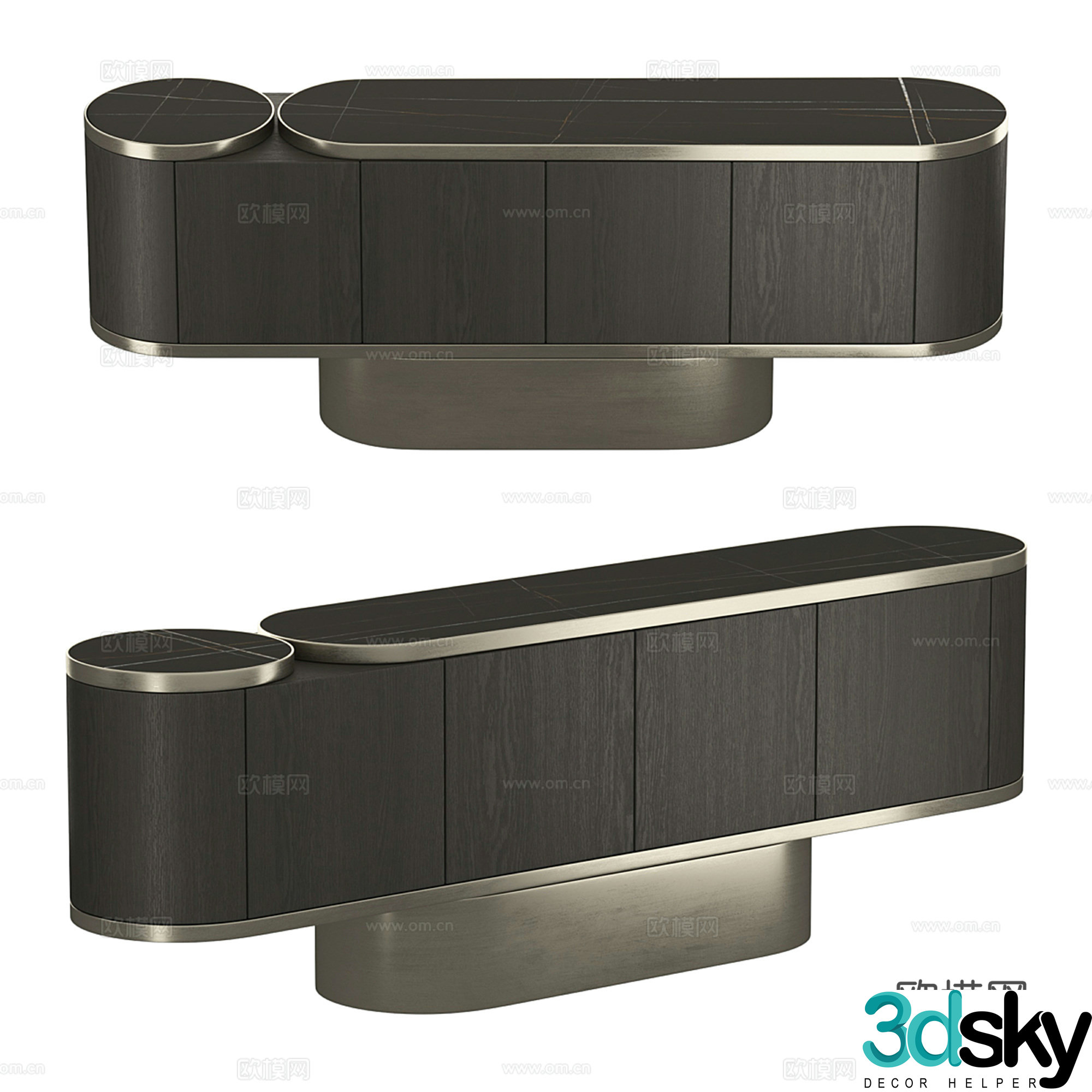 Light luxury air TV cabinet low cabinet side cabinet 3D model