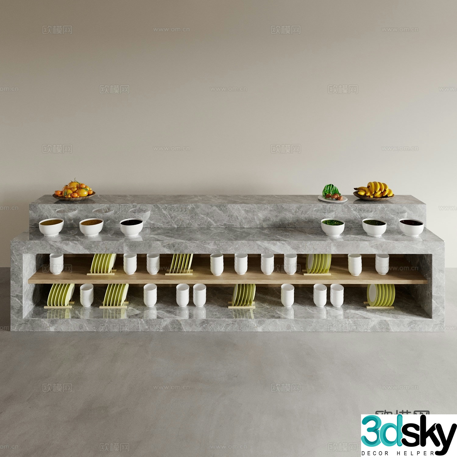 Buffet table condiment table 3D model
