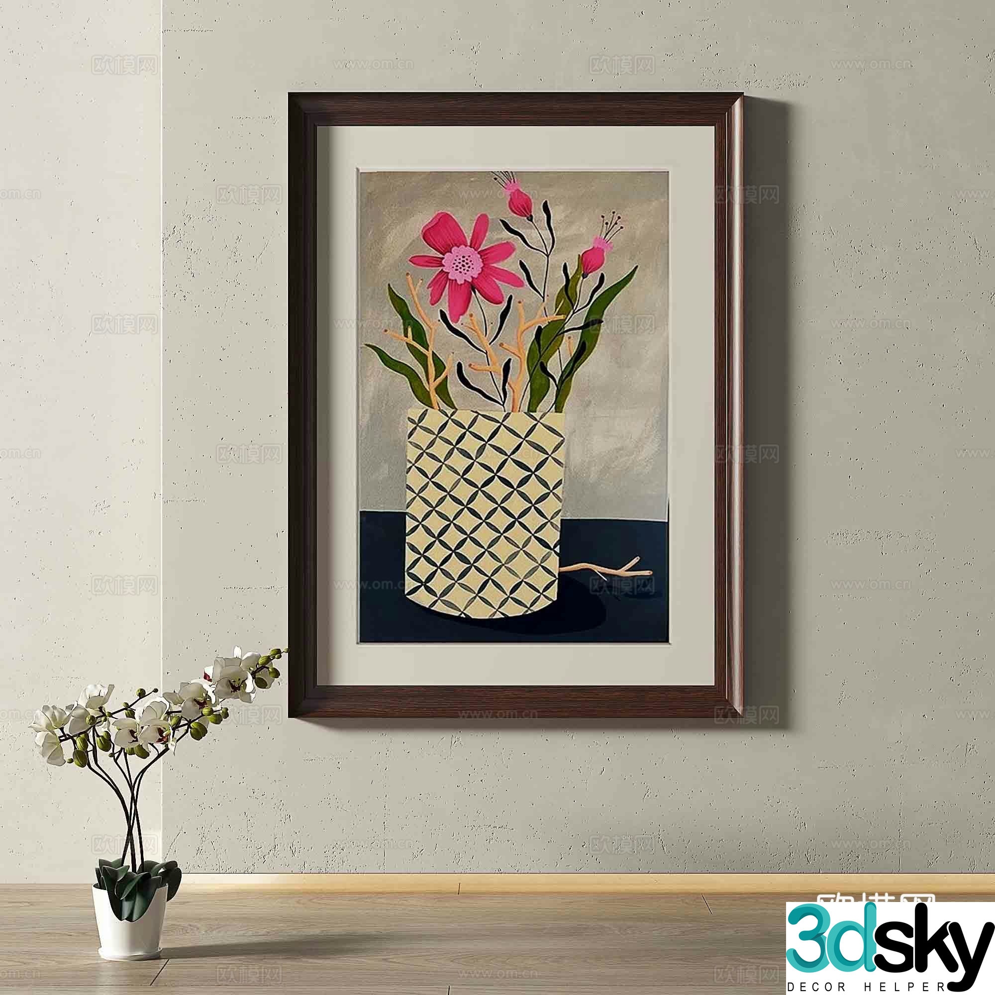 Modern European retro decorative painting 3d model