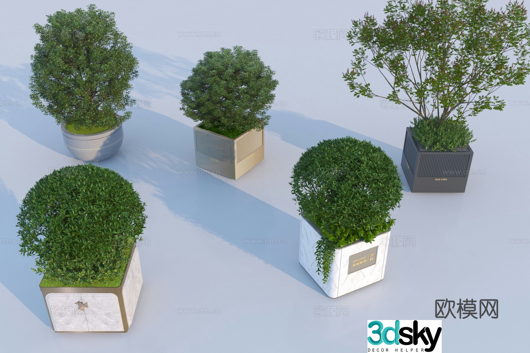 Modern mobile flower box flower bowl plant 3d model