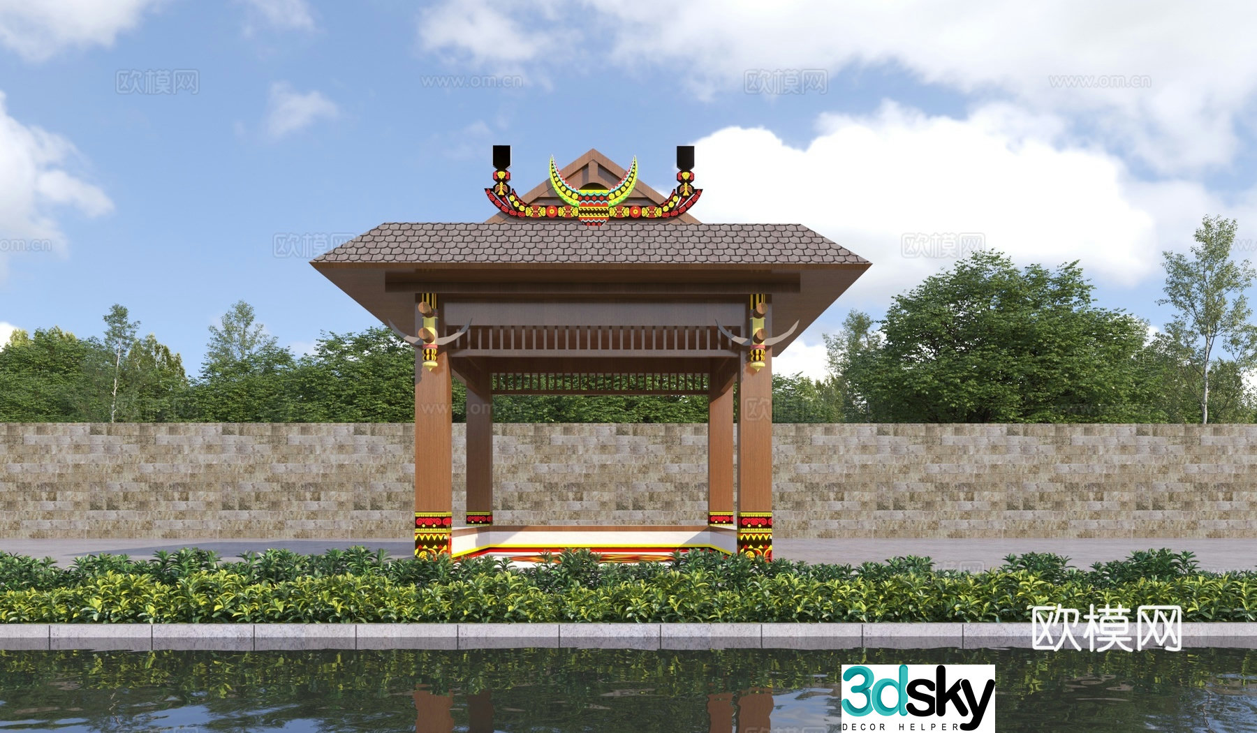 New Chinese Ethnic Pavilion 3D model