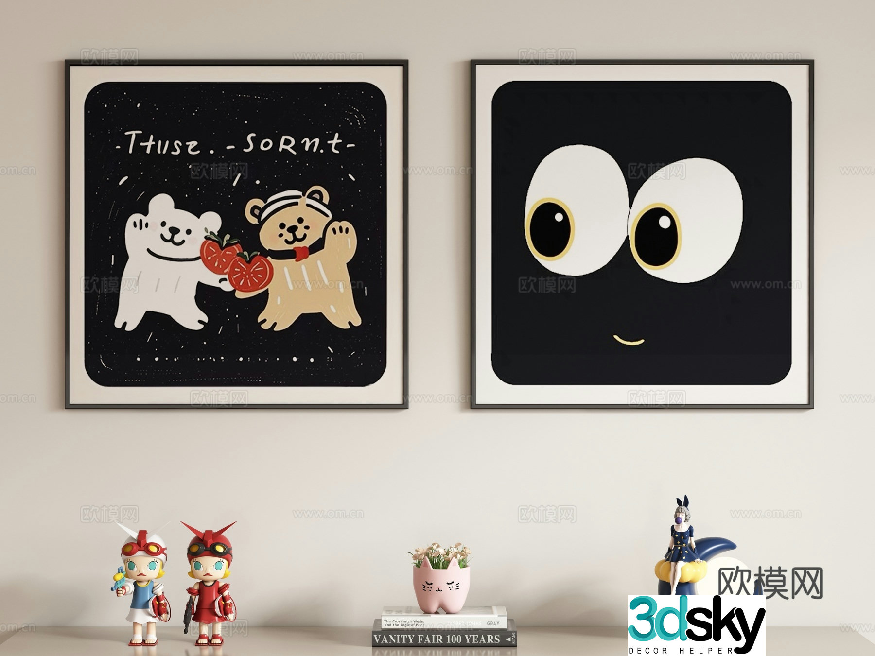 Modern cream style children’s decorative painting hanging painting 3d model