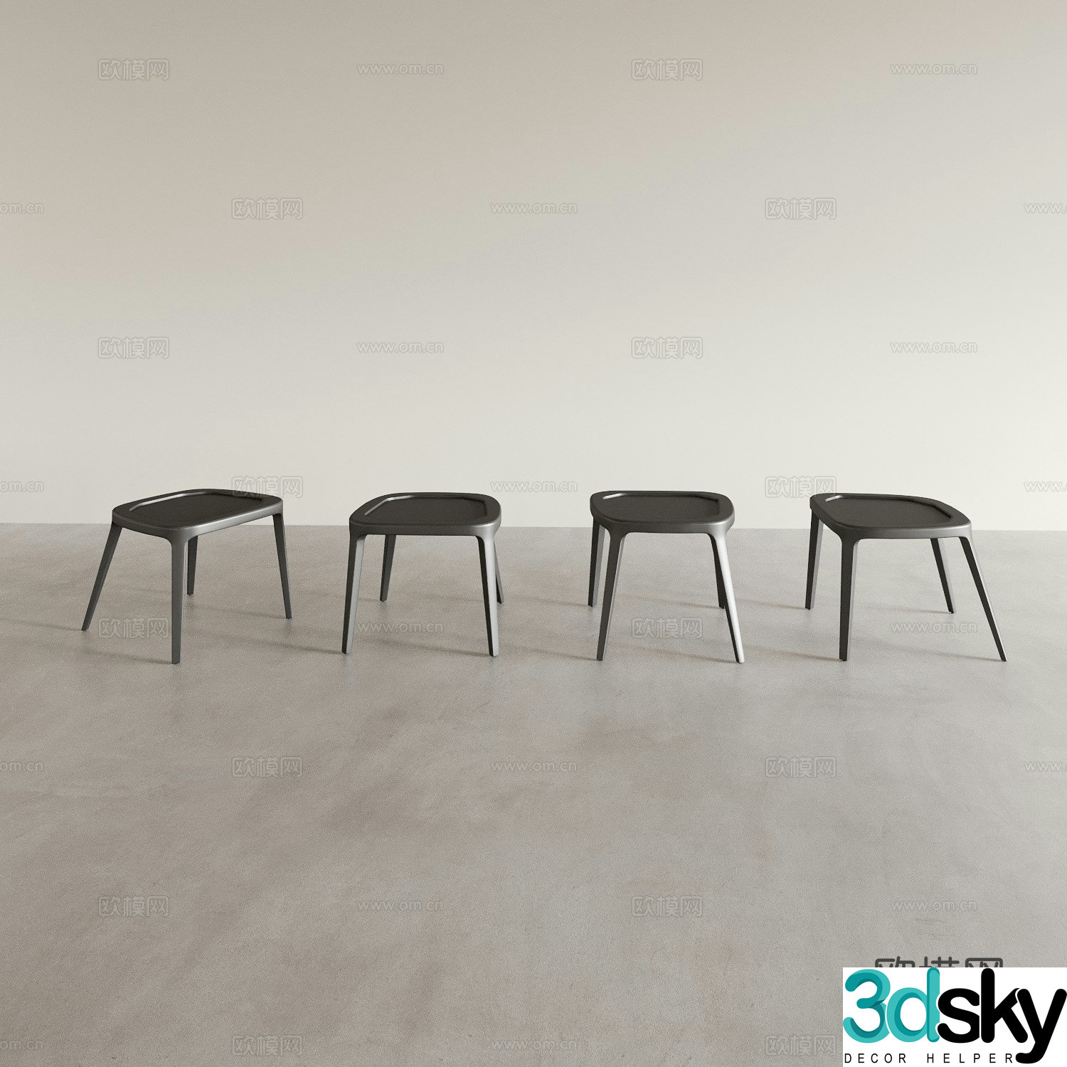 Stool and chair 3D model