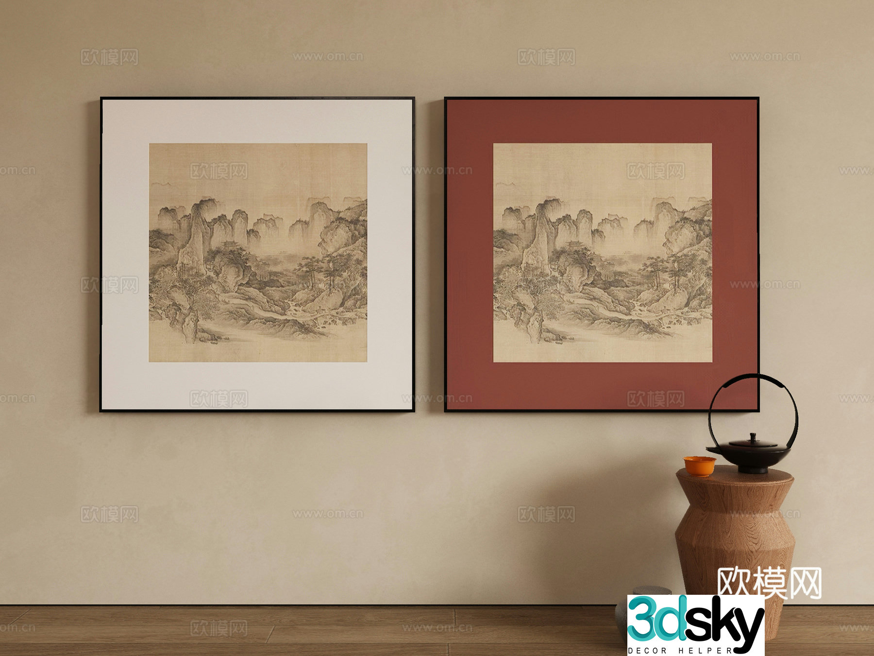 New Chinese style decorative painting 3D model