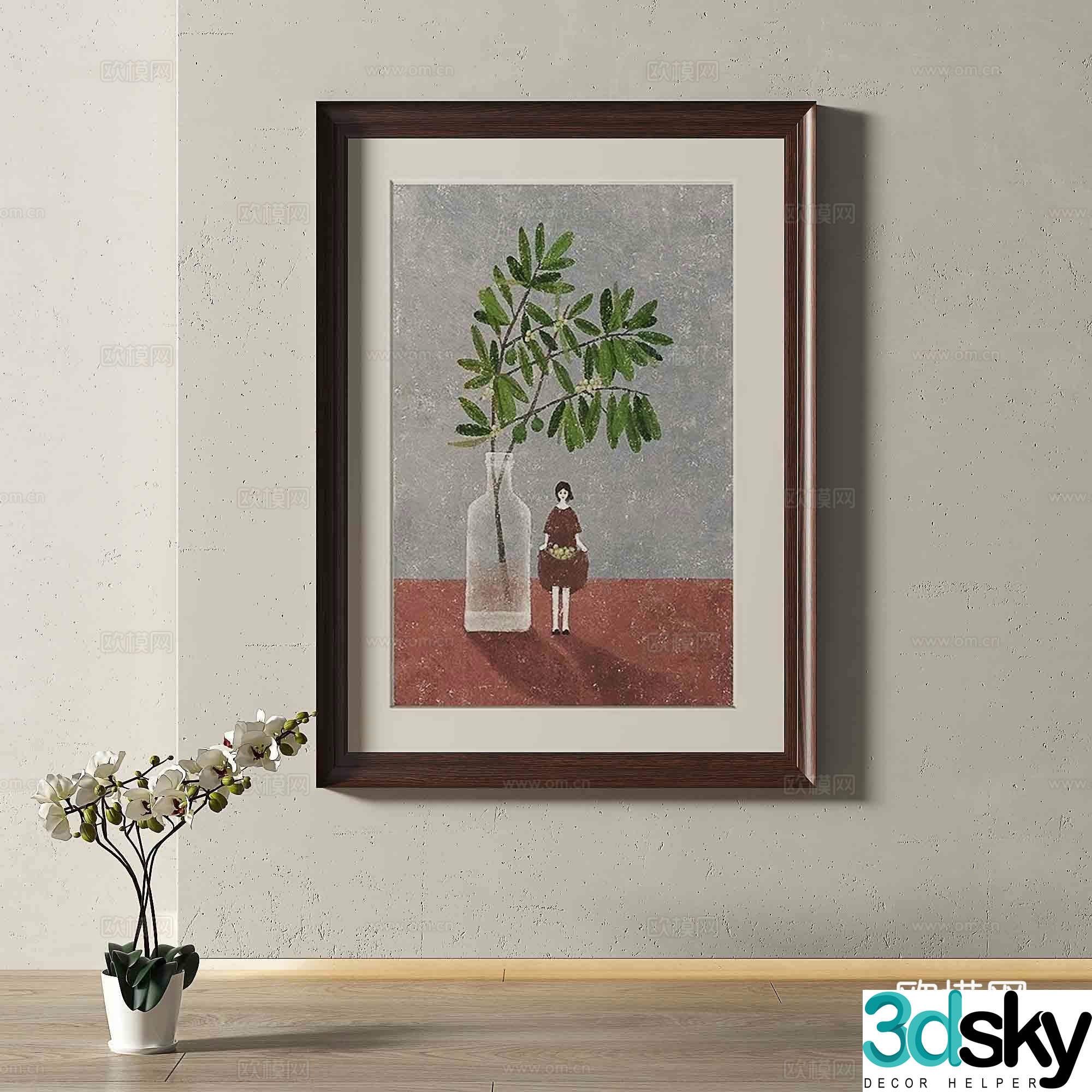 Modern European retro decorative painting 3d model