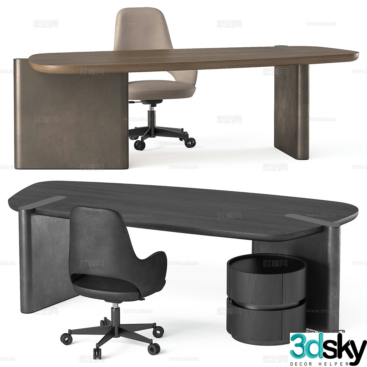 New Chinese style office desk chair 3D model