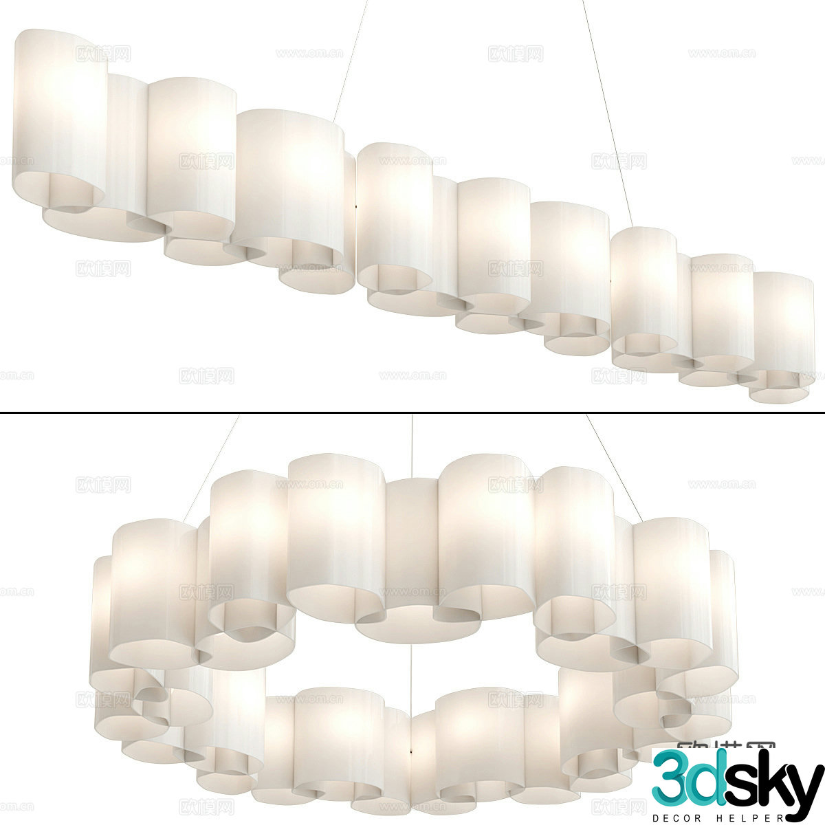 New Chinese style decorative chandelier 3D model
