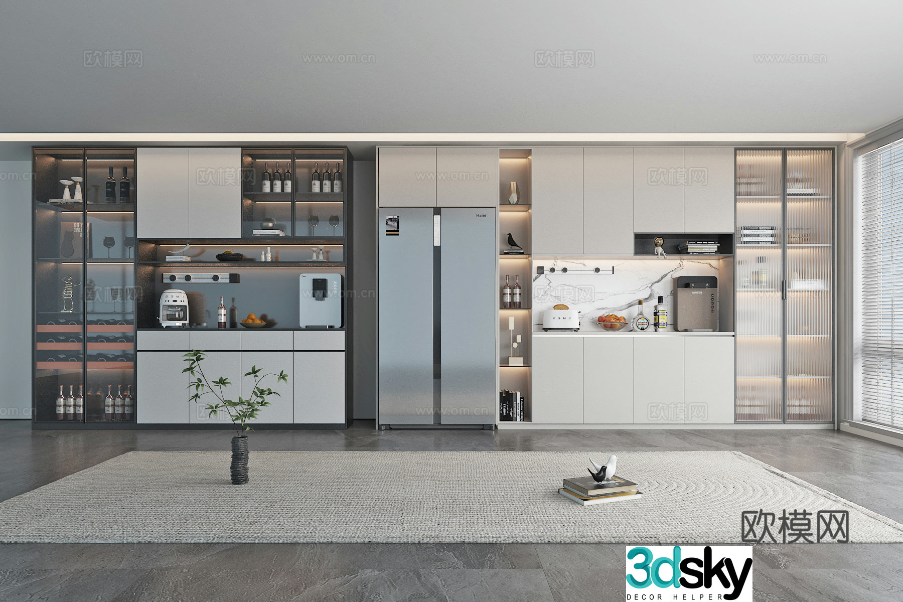 Modern sideboard wine cabinet restaurant cabinet 3d model
