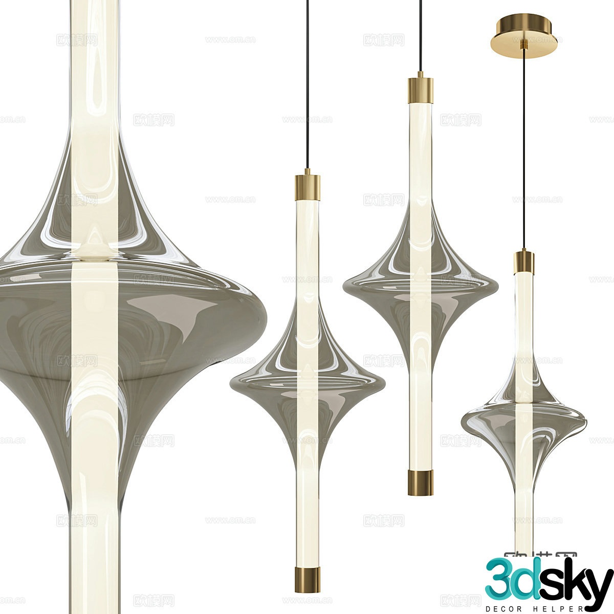 New Chinese style decorative chandelier 3D model
