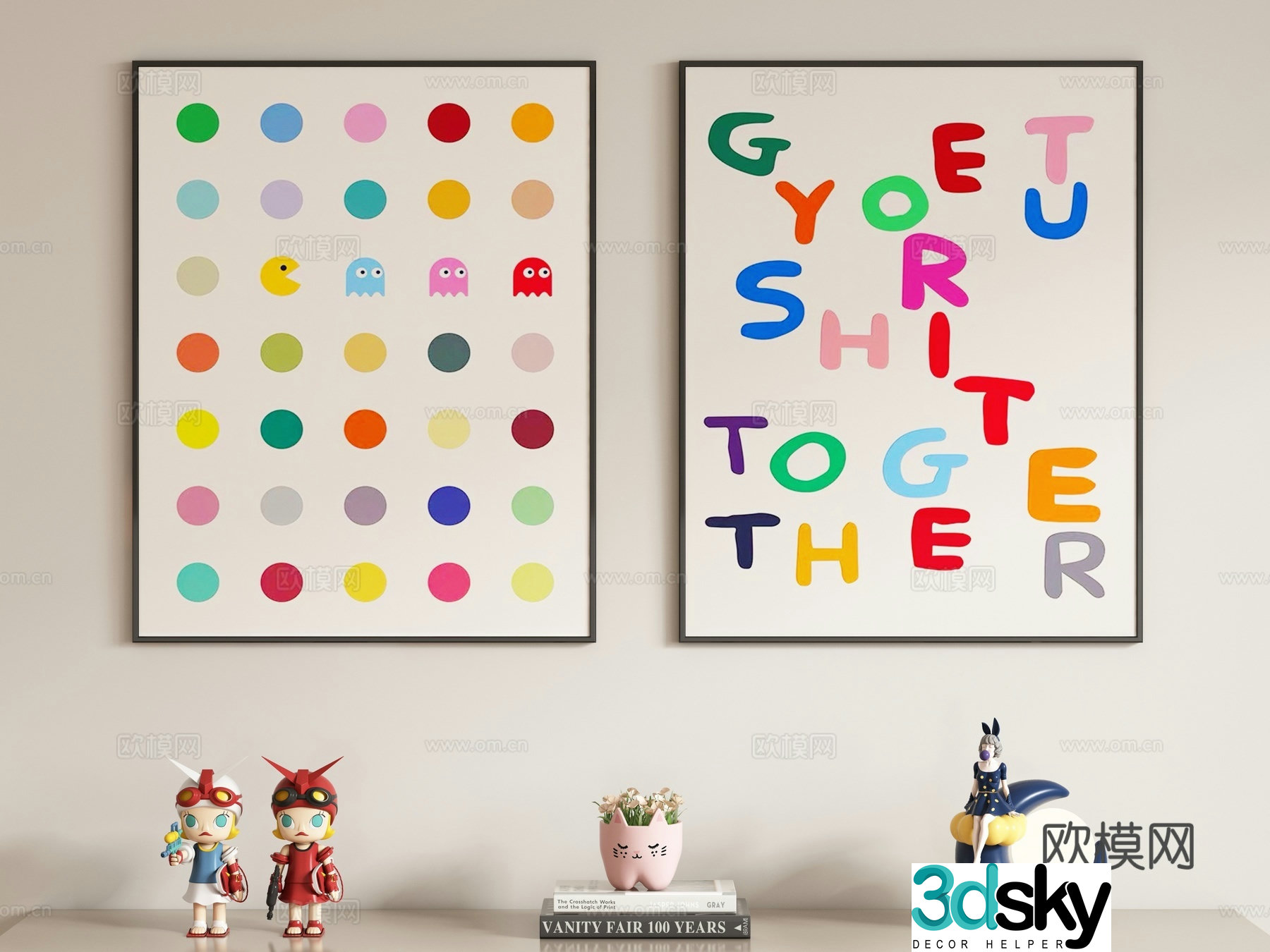 Modern cream style children’s decorative painting hanging painting 3d model