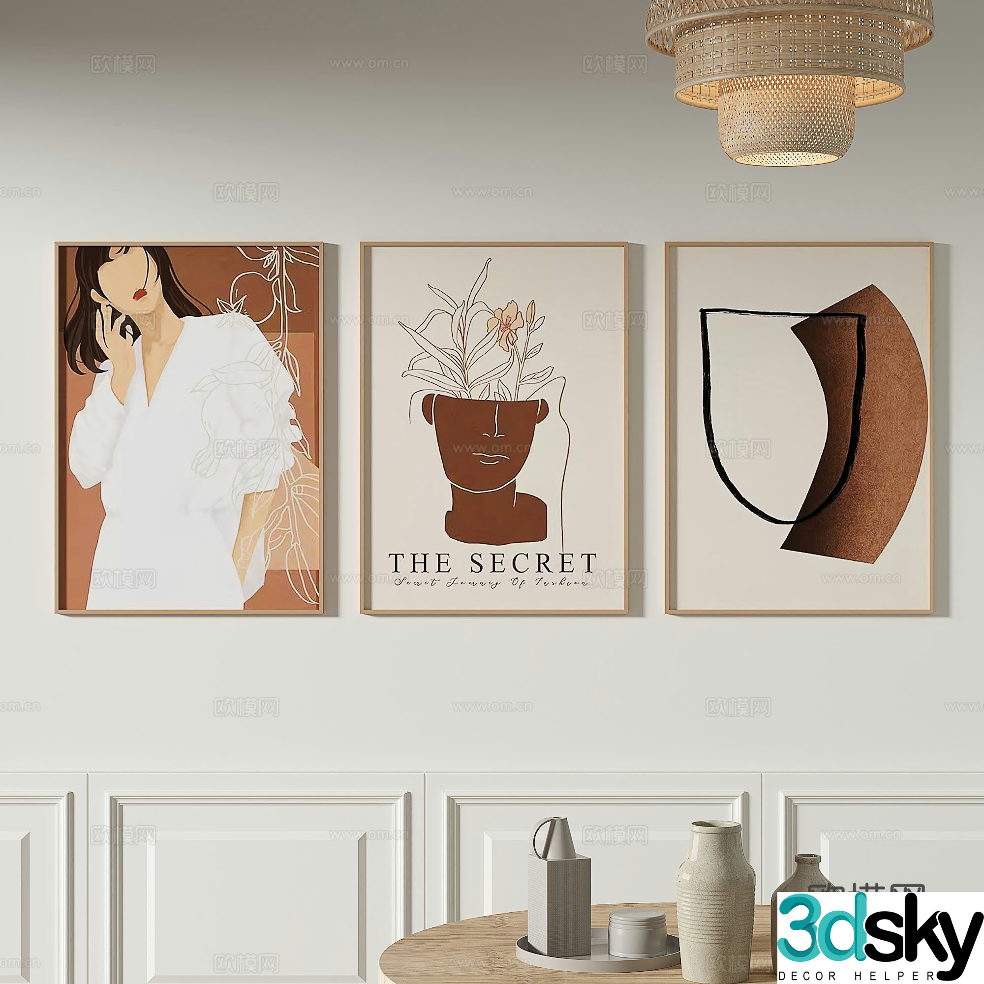 Modern minimalist abstract decorative painting 3d model
