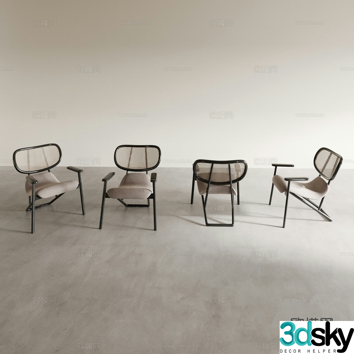 Dining chair tea chair casual chair coffee chair makeup chair cosmetic chair back chair 3D model