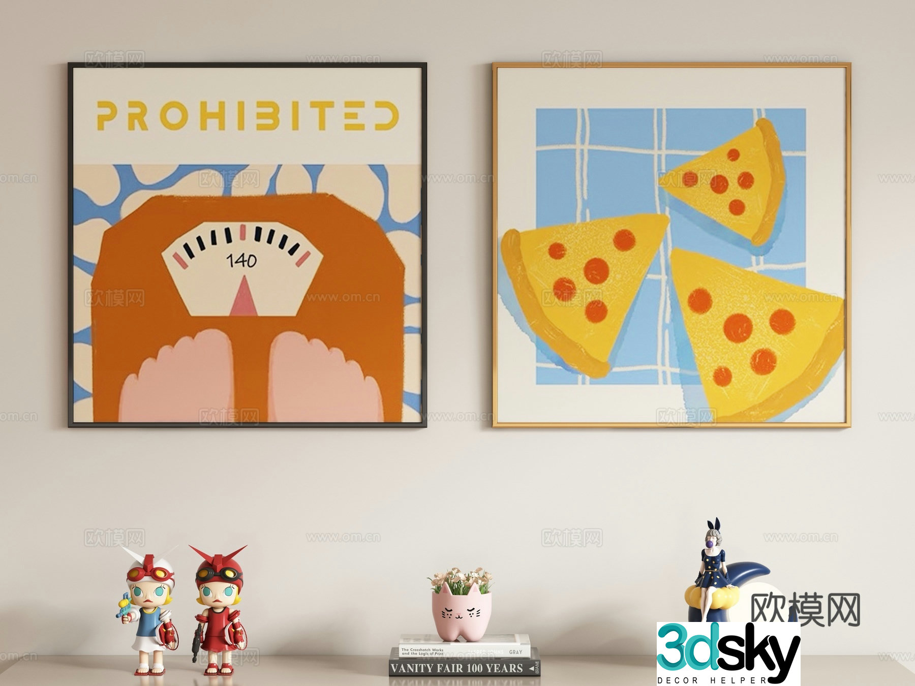 Creamy style children’s decorative painting hanging painting 3d model