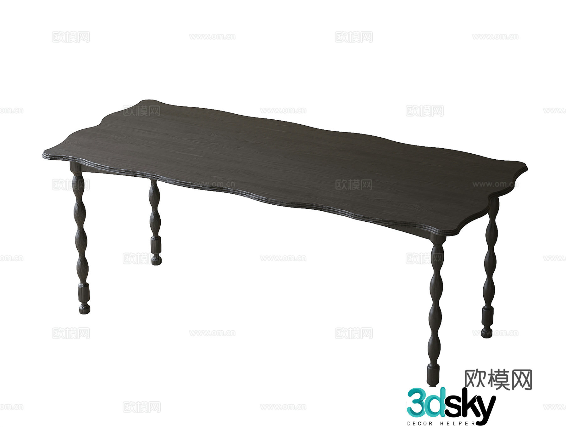 French dining table desk tea table 3d model