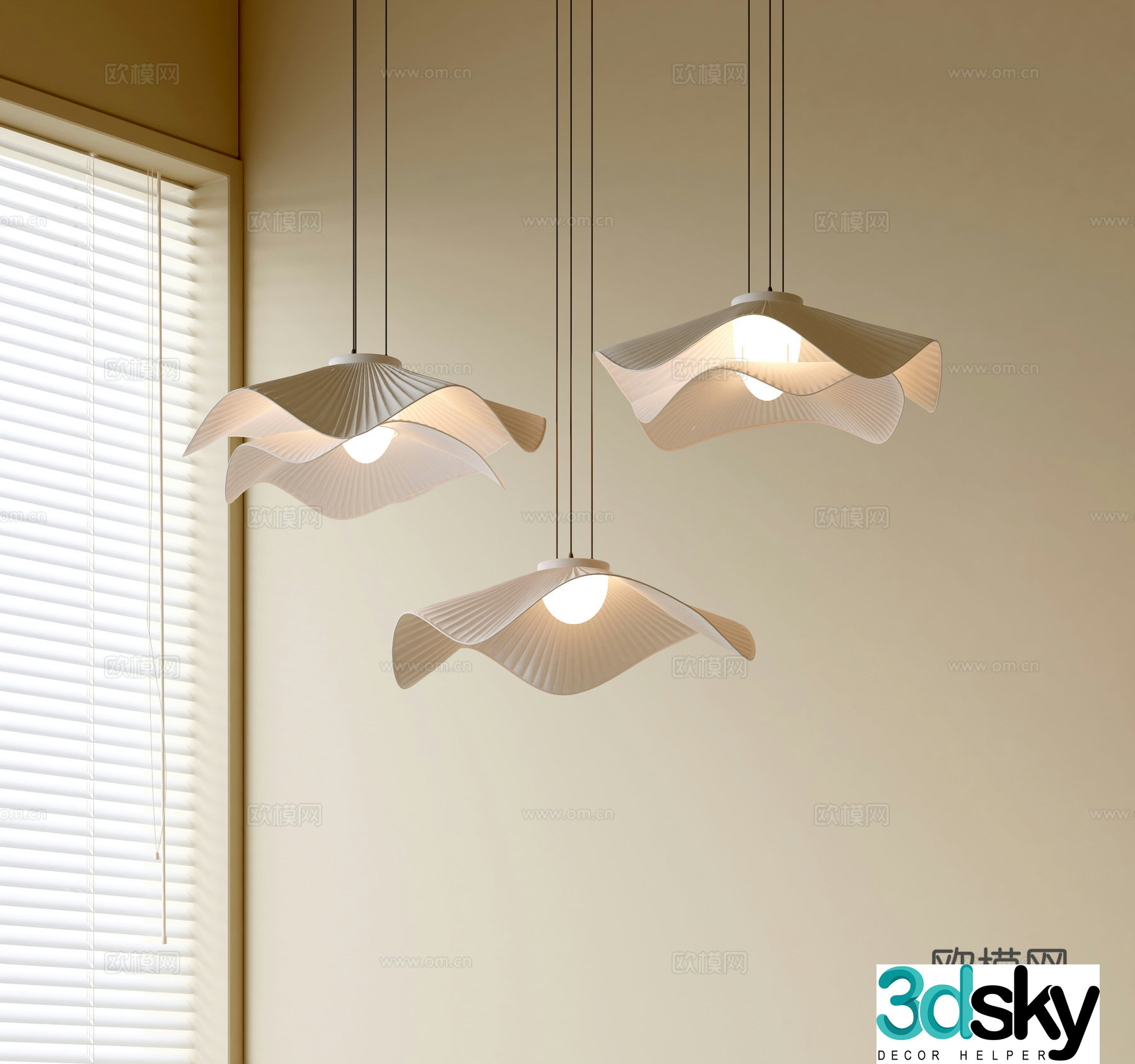 Modern simple chandeliers Nordic style chandeliers Mediterranean style chandeliers Study lamp combination Restaurant lamp 3D model
