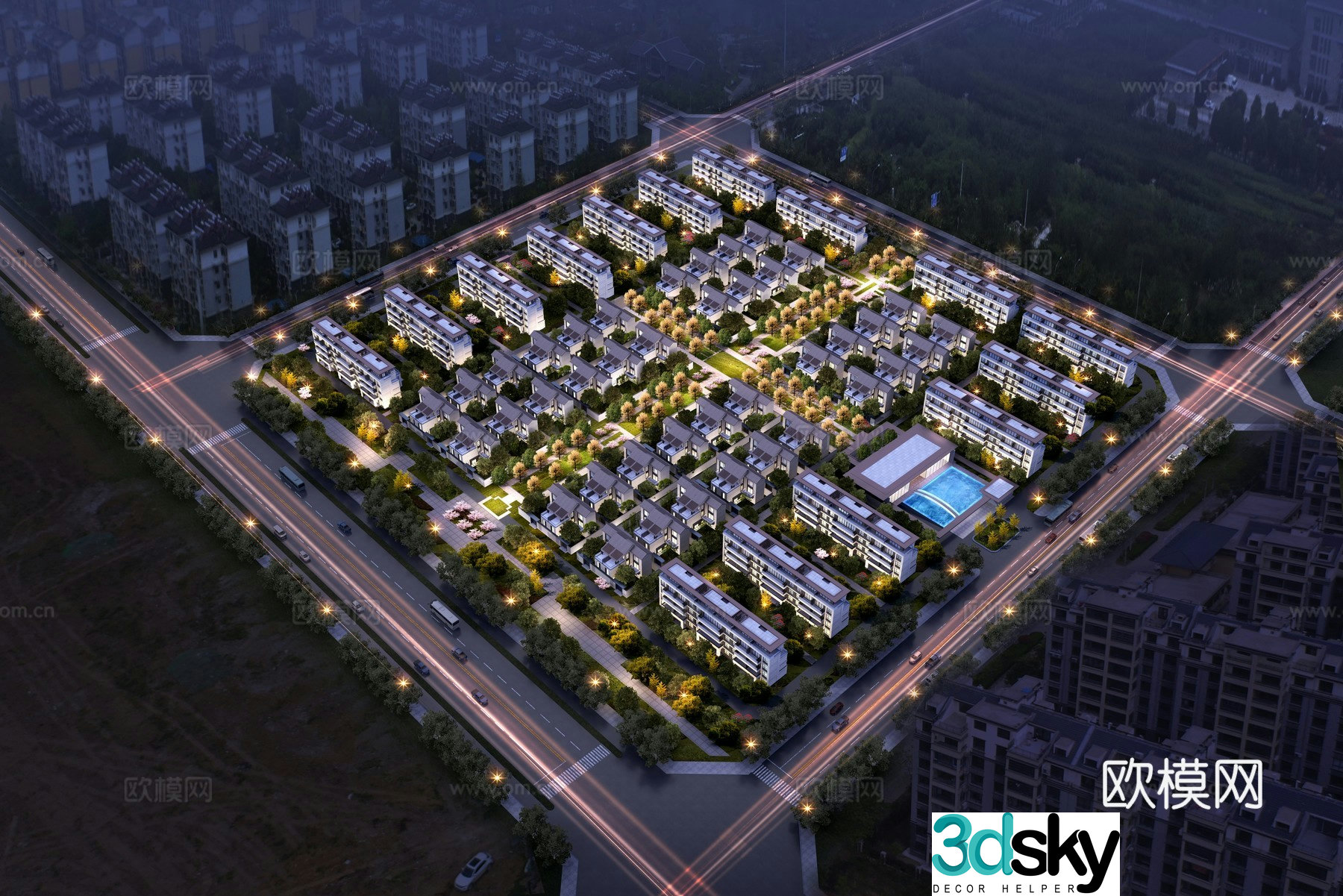House night view 3D model