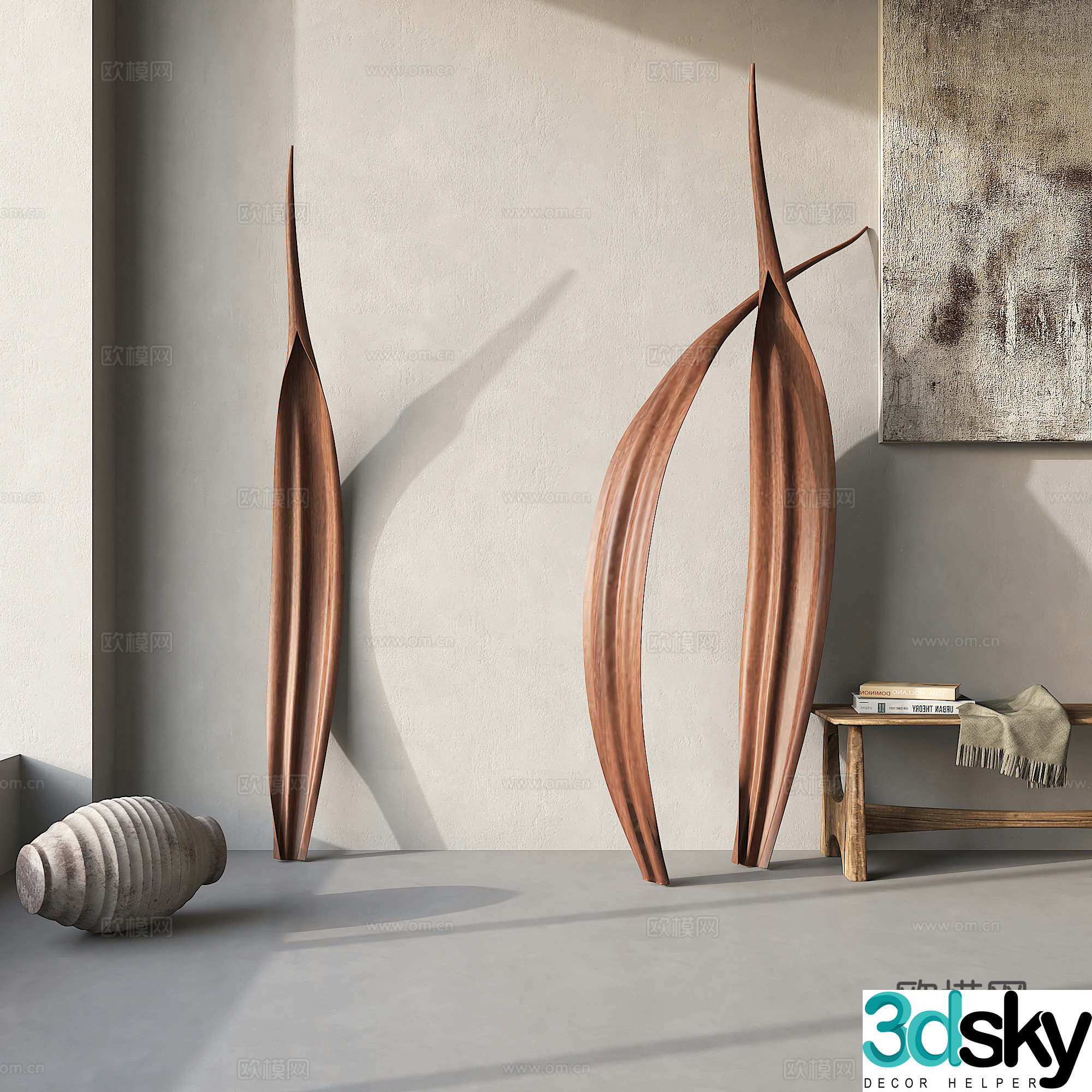 Modern abstract leaf sculpture 3d model