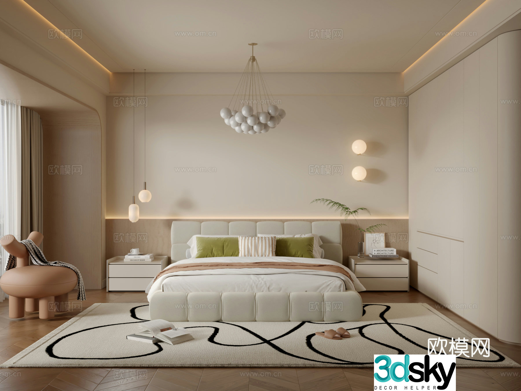 Middle-aged bedroom 3d model