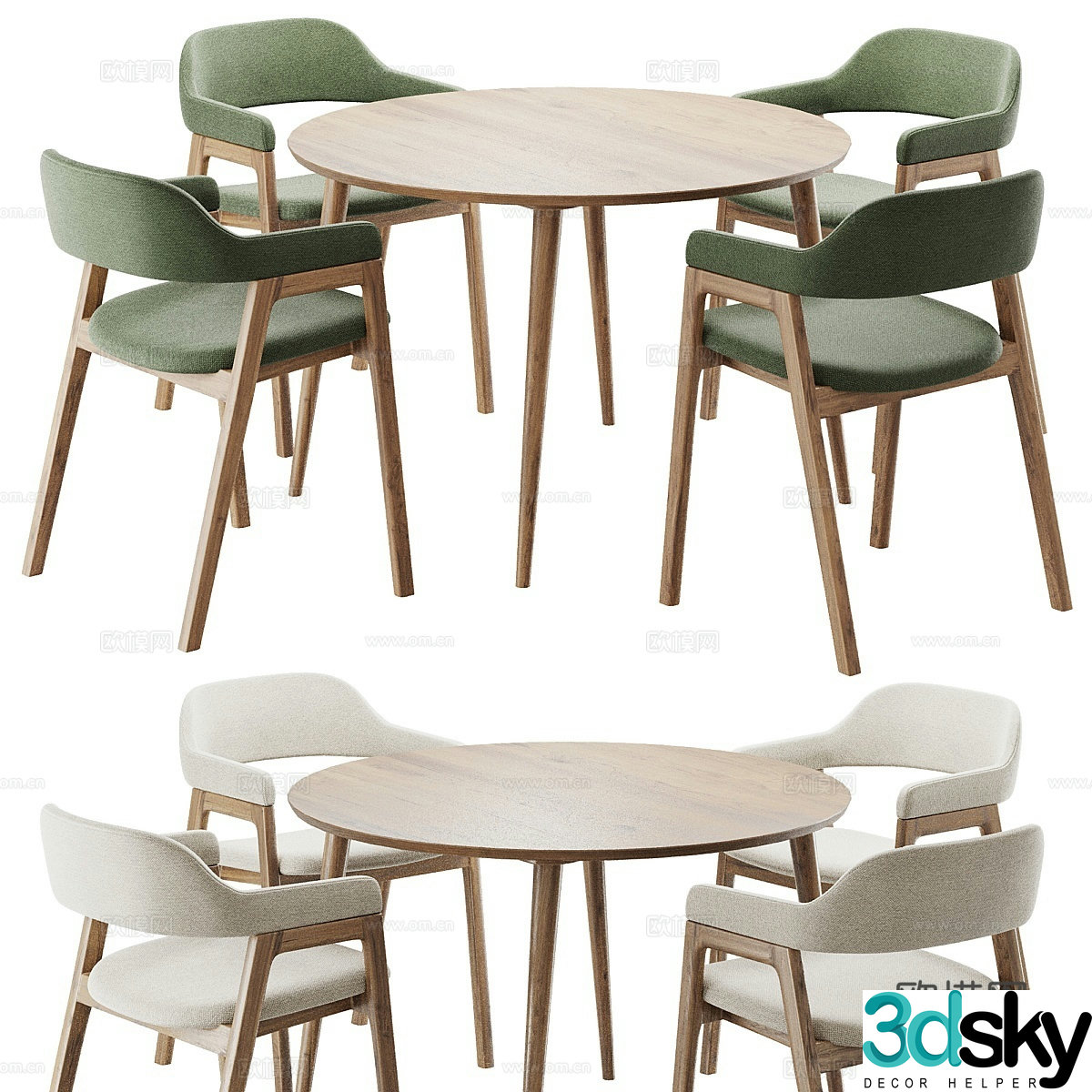 New Chinese dining table and chair 3D model