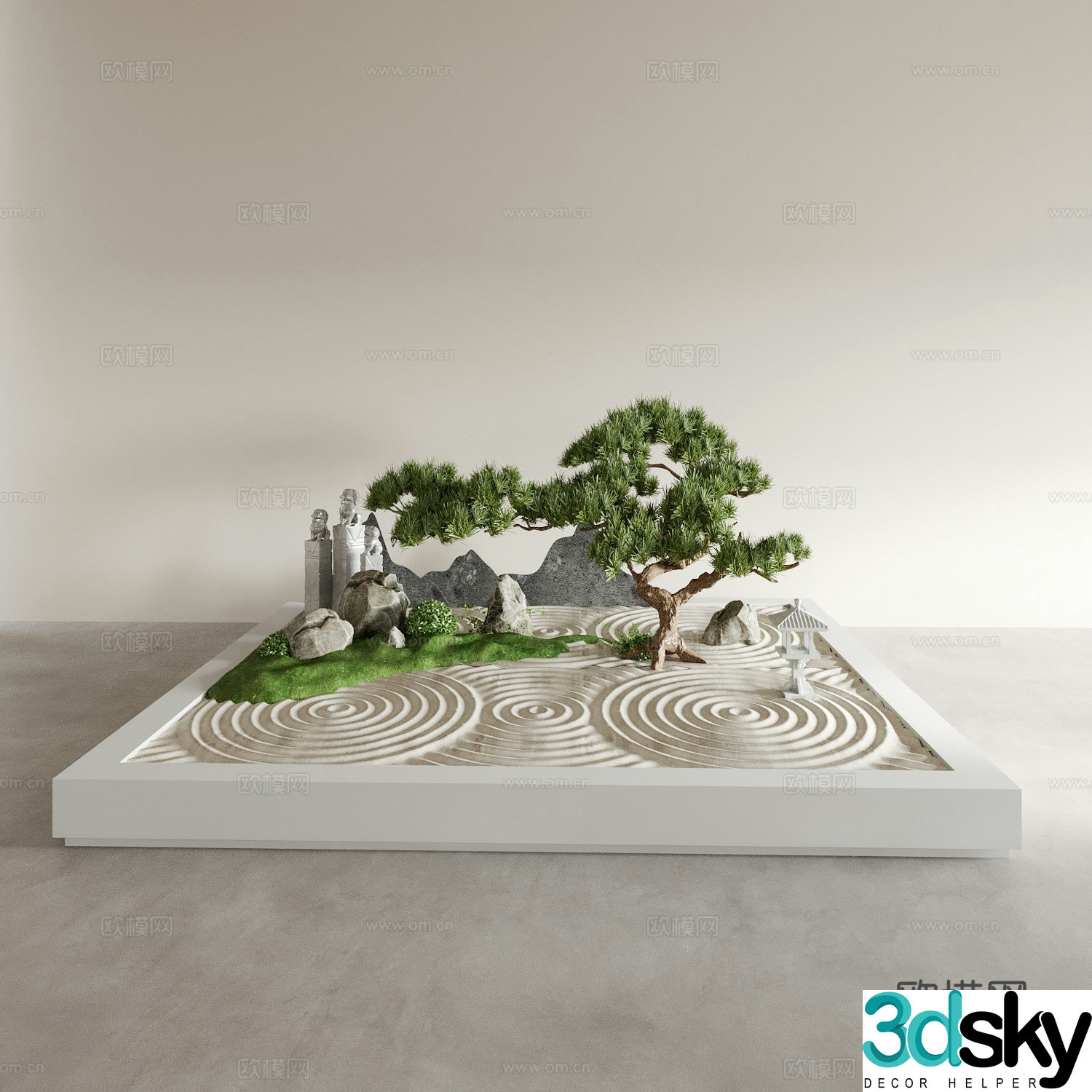 Landscape sketch dry landscape garden landscape Japanese landscape plant landscape rockery 3D model