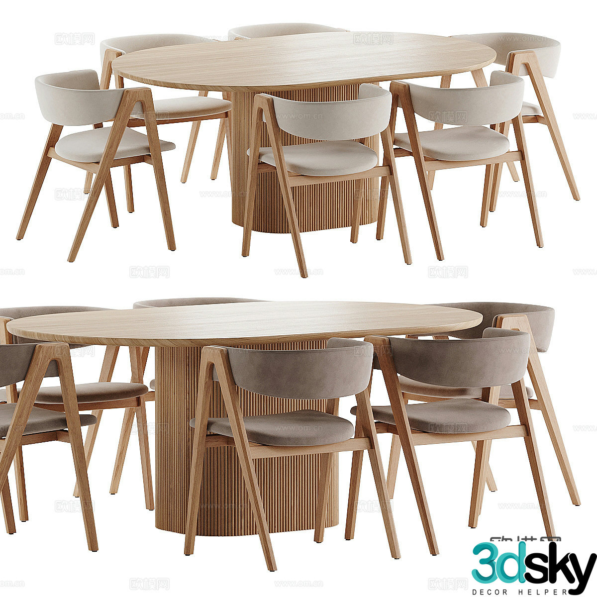 New Chinese dining table and chair 3D model