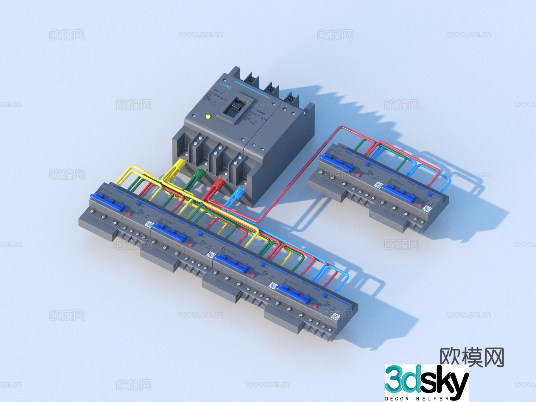 Circuit breaker leakage protection switch air switch wiring module 3d model
