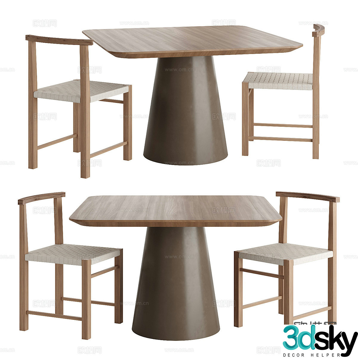New Chinese casual table and chair 3D model