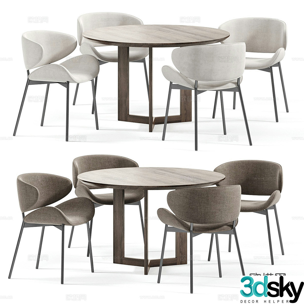 Modern dining table and chair 3d model