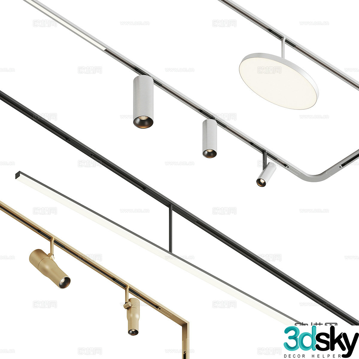 Modern light luxury magnetic track light 3D model