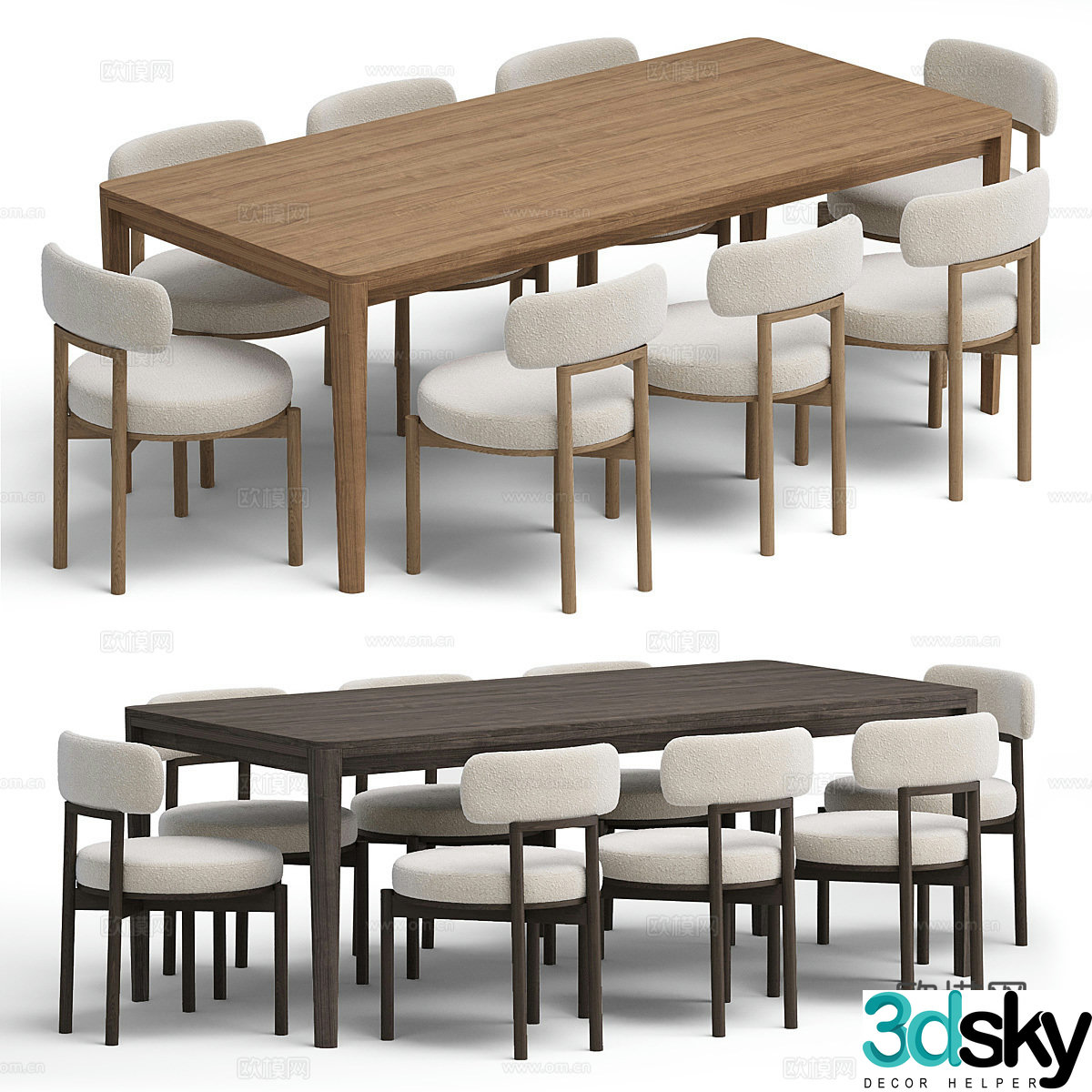 New Chinese dining table and chair 3D model
