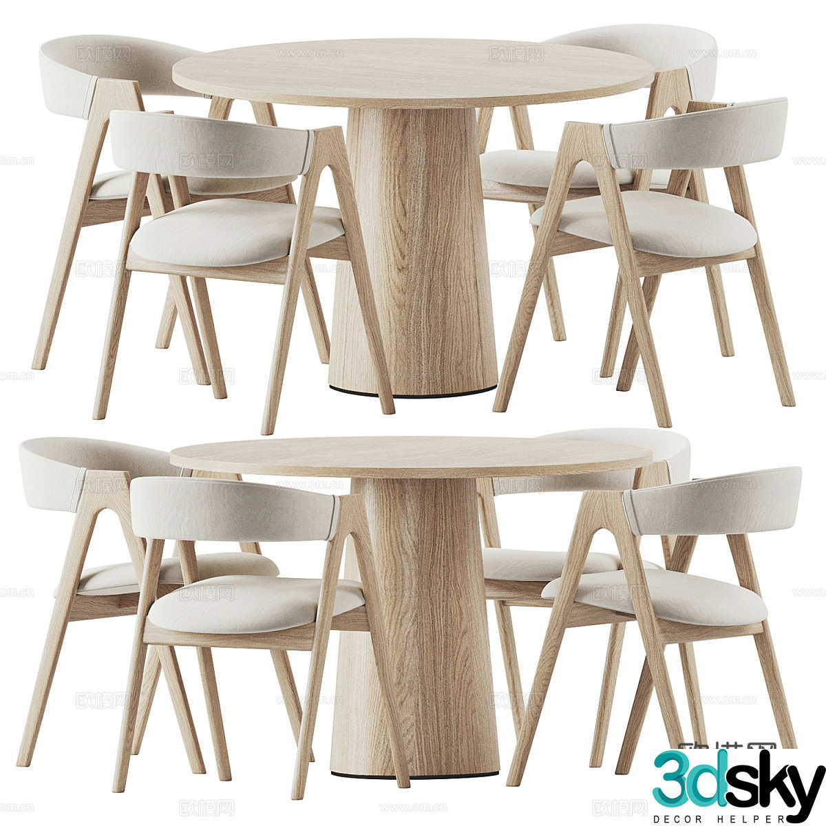 New Chinese dining table and chair 3D model