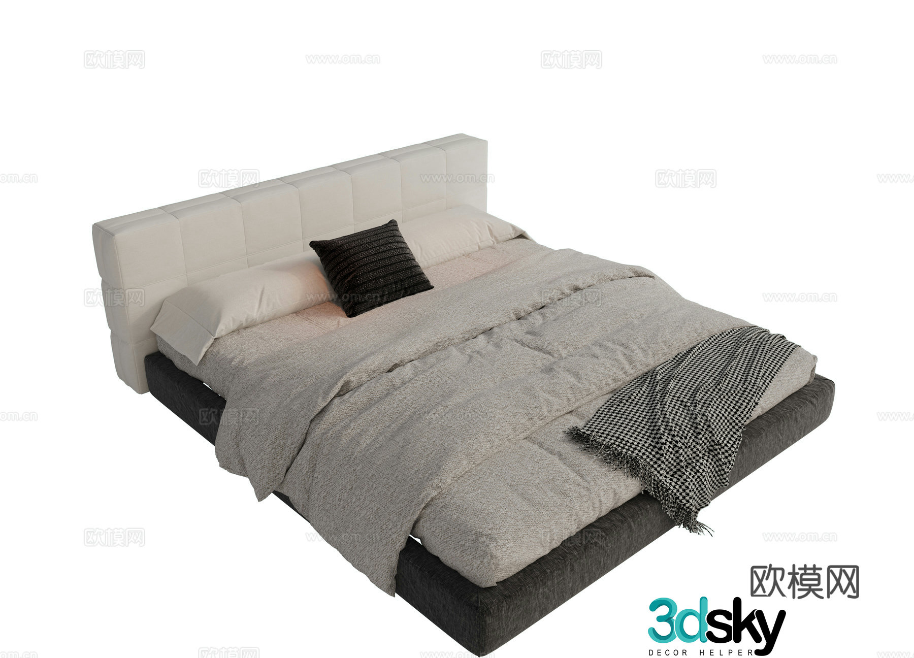 Modern fabric double bed master bedroom bed minimalist bedroom bed Minotti modern double bed 3d model