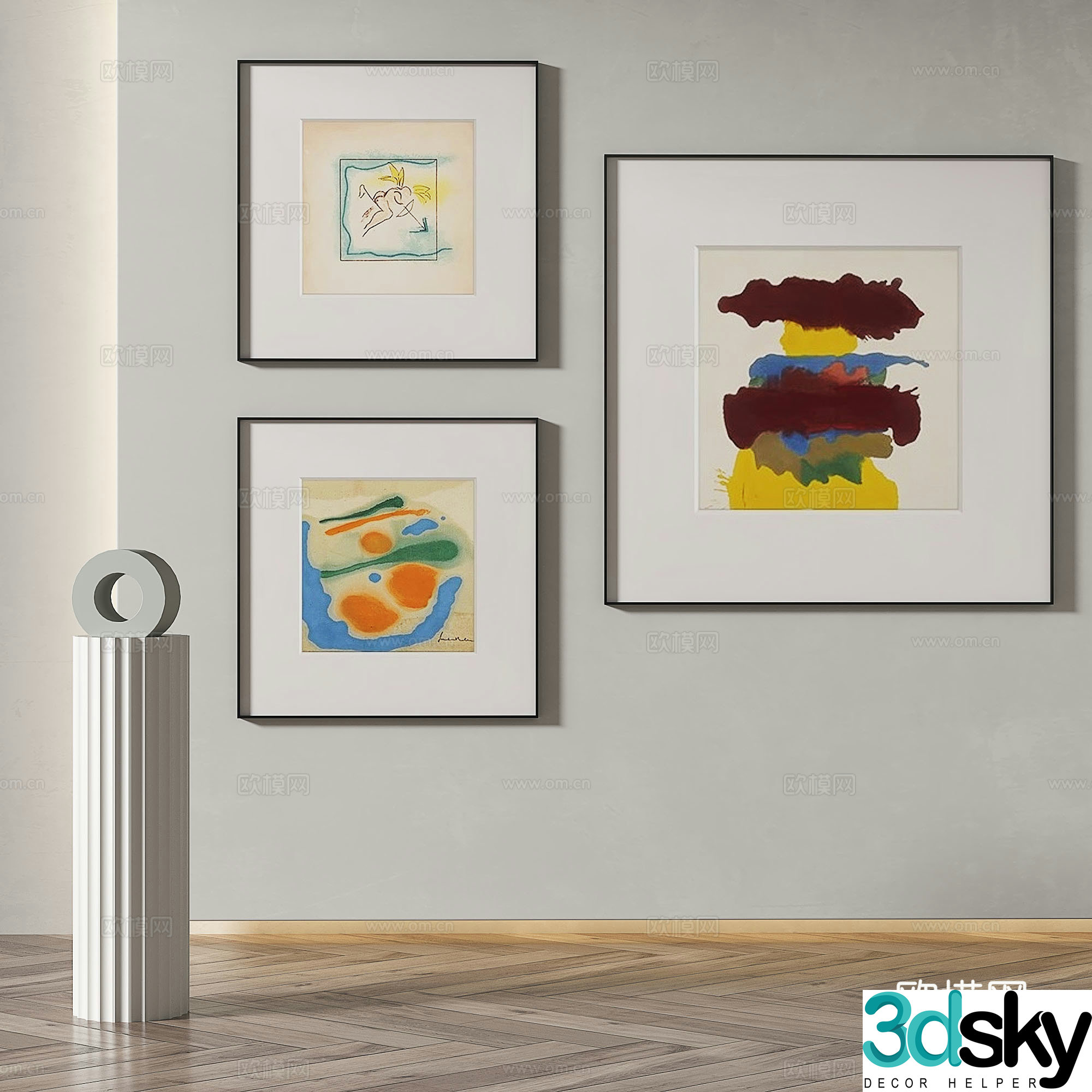 Modern minimalist abstract decorative painting 3d model