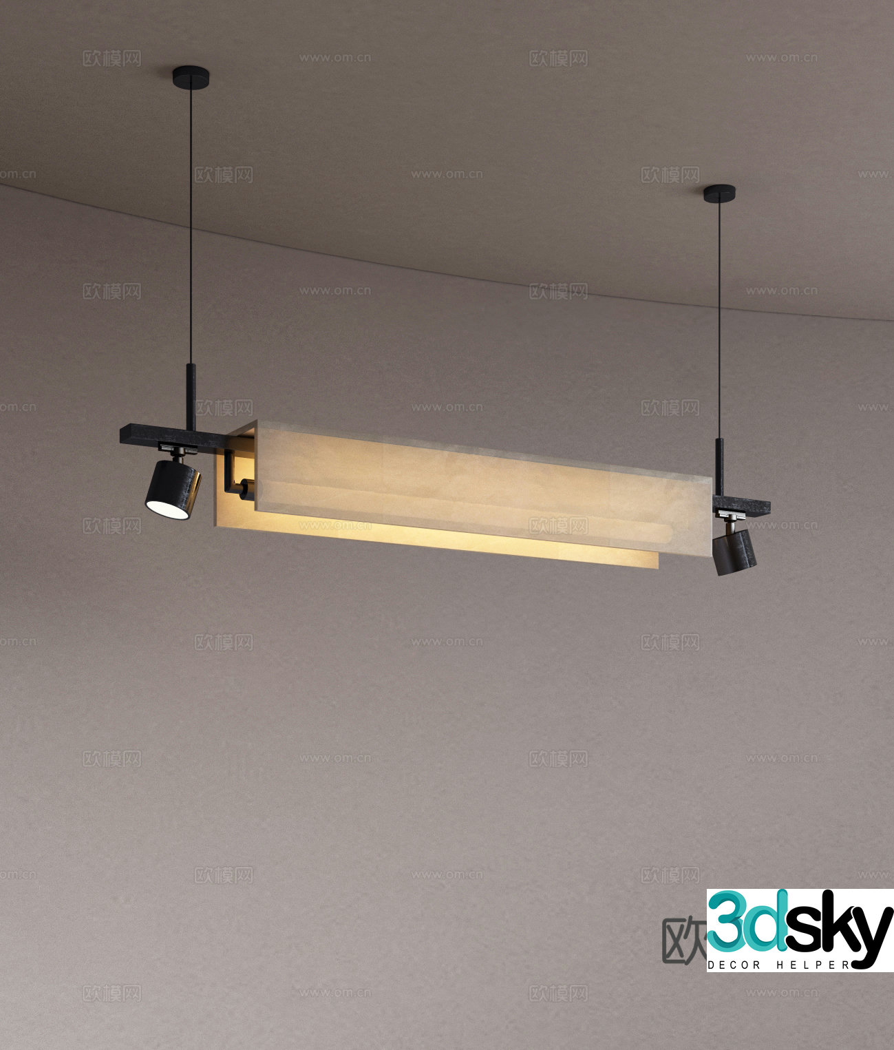 Modern retro chandeliers Restaurant chandeliers Translucent stone chandeliers 3d model