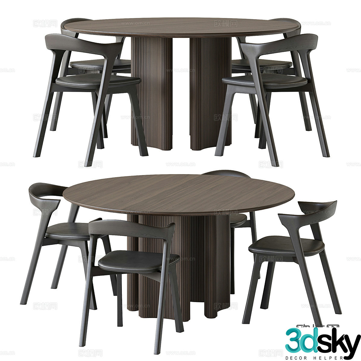 New Chinese dining table and chair 3D model