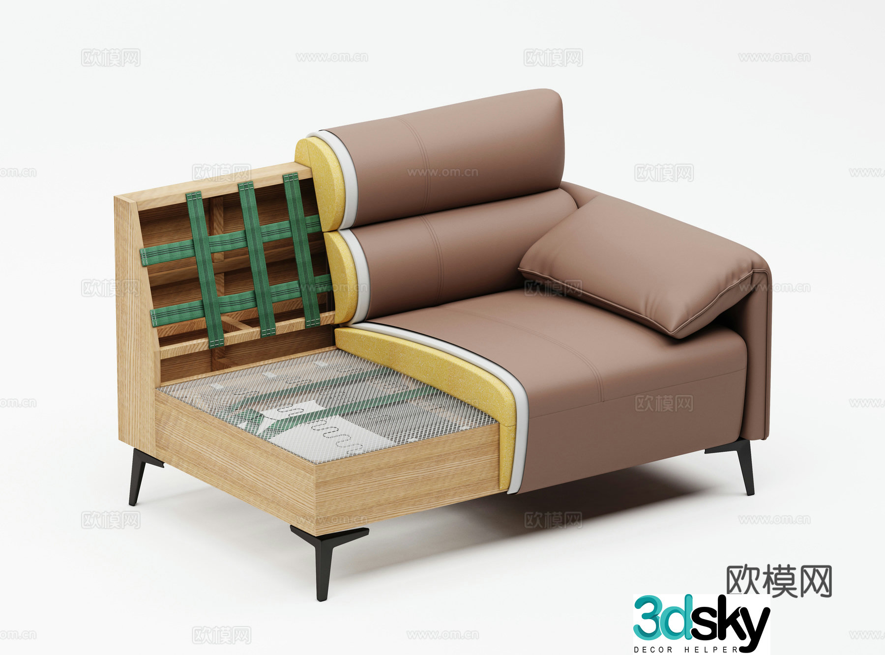 Sofa structure section view Sofa structure 3D model