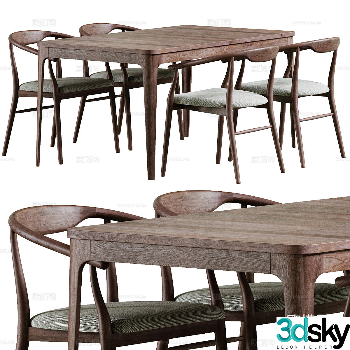 New Chinese dining table and chair 3D model