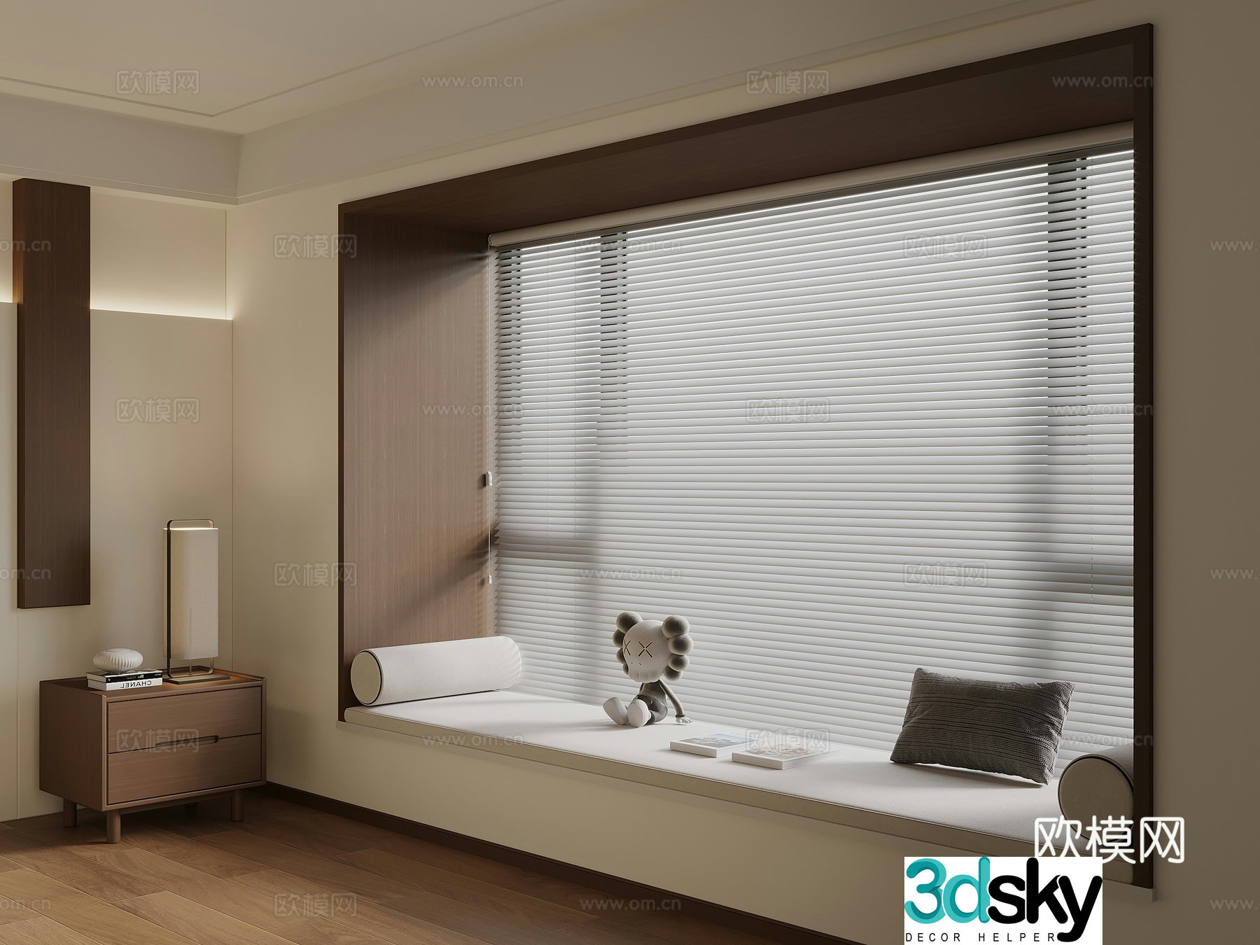 Modern Venetian blinds blinds cushions pillows books ornaments roller blinds bay window cushions 3d model