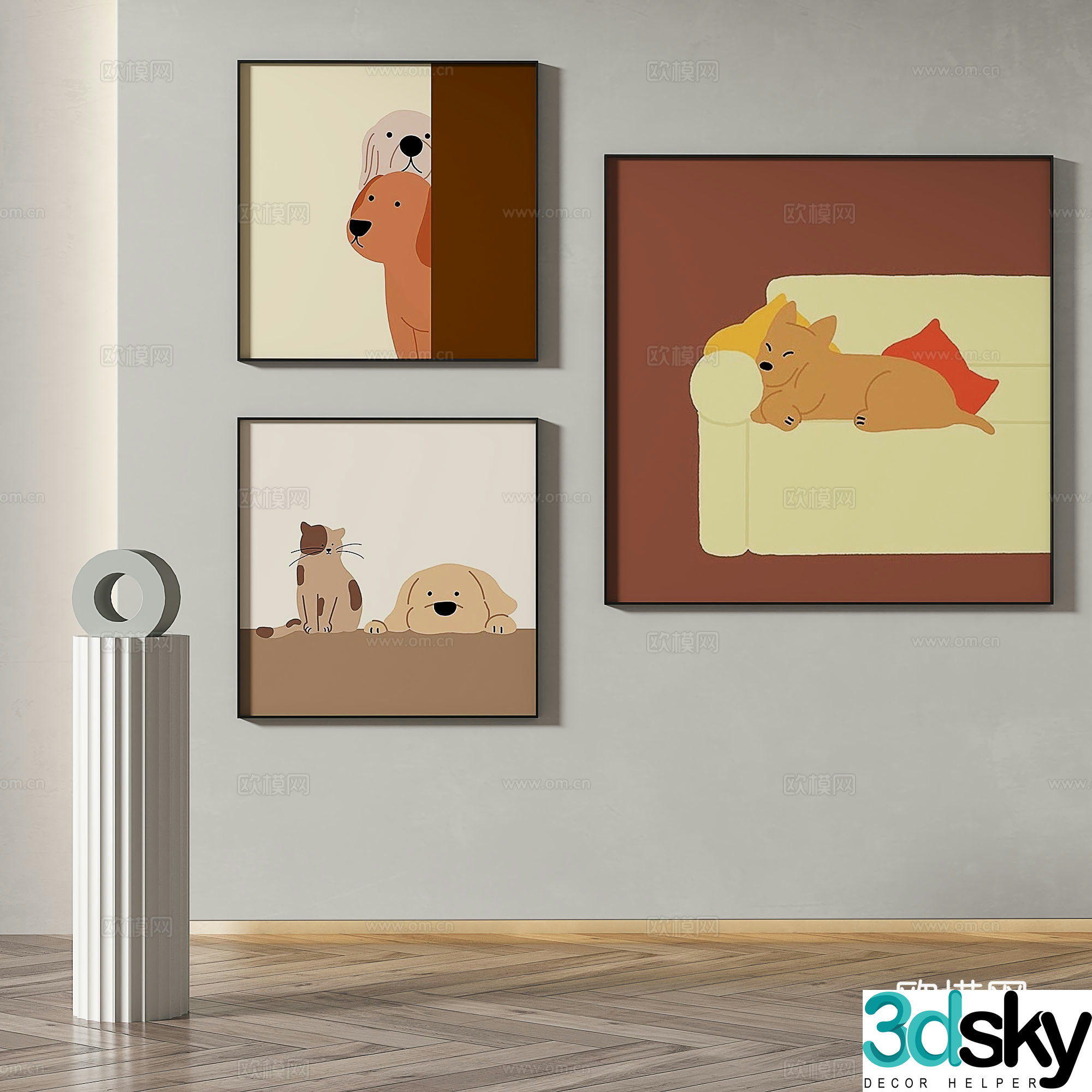 Modern minimalist abstract decorative painting 3d model